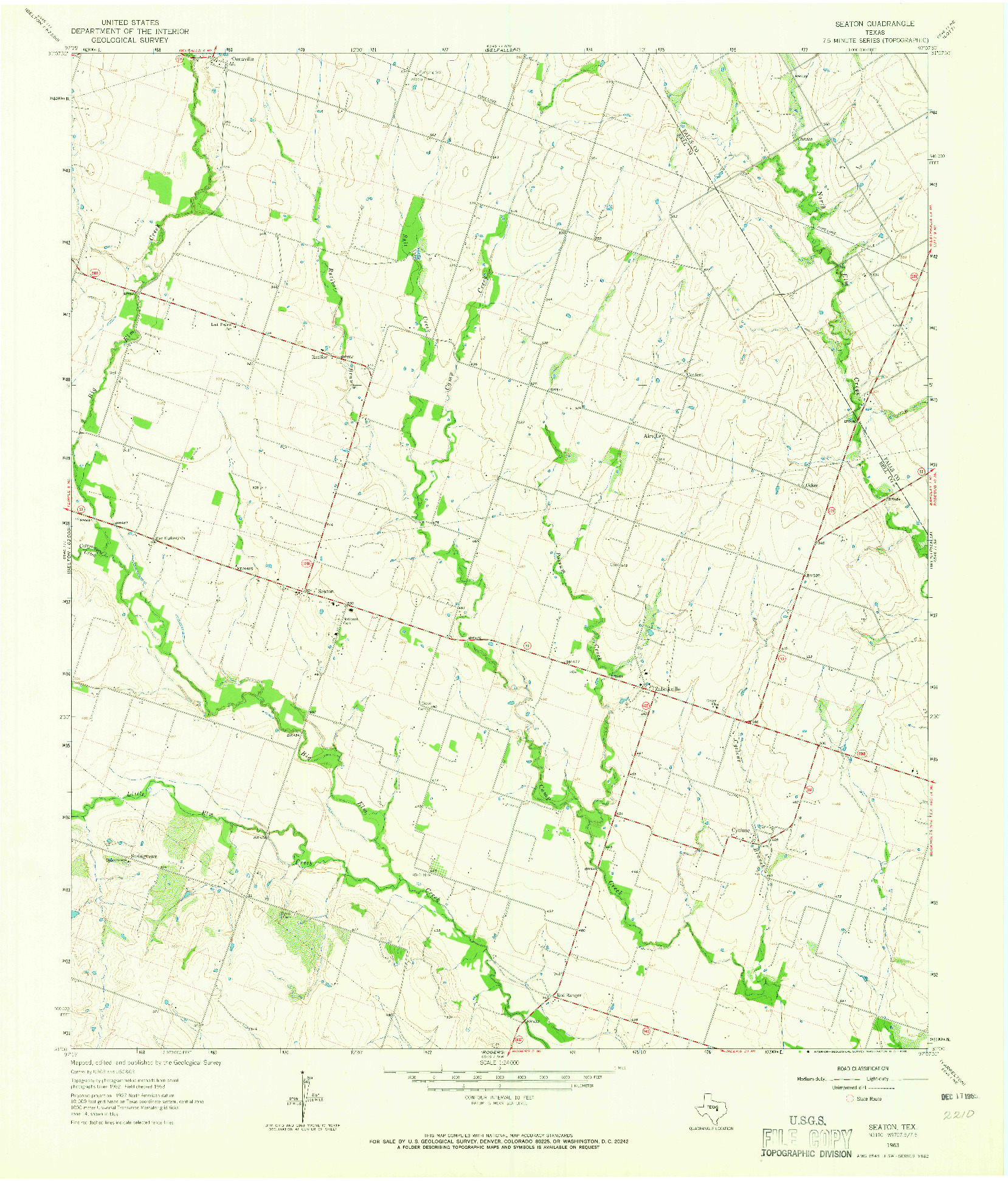 USGS 1:24000-SCALE QUADRANGLE FOR SEATON, TX 1963