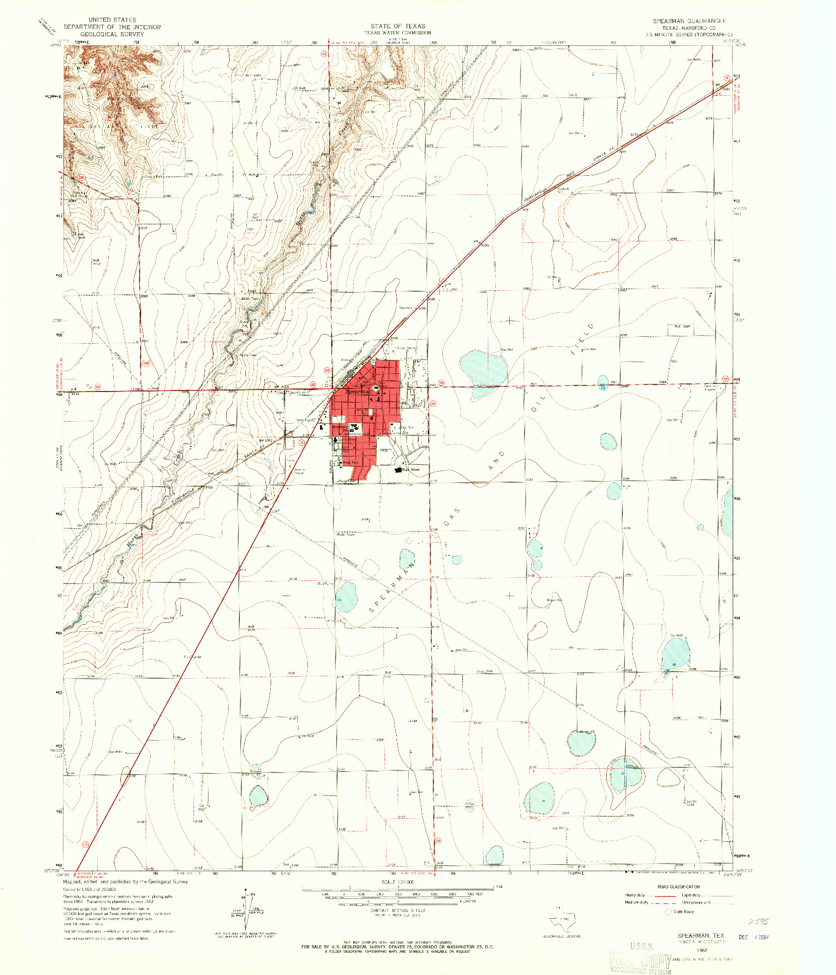 USGS 1:24000-SCALE QUADRANGLE FOR SPEARMAN, TX 1962