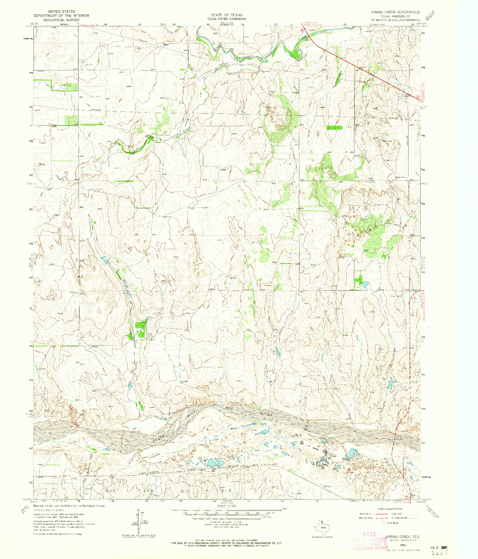 USGS 1:24000-SCALE QUADRANGLE FOR SPRING CREEK, TX 1962