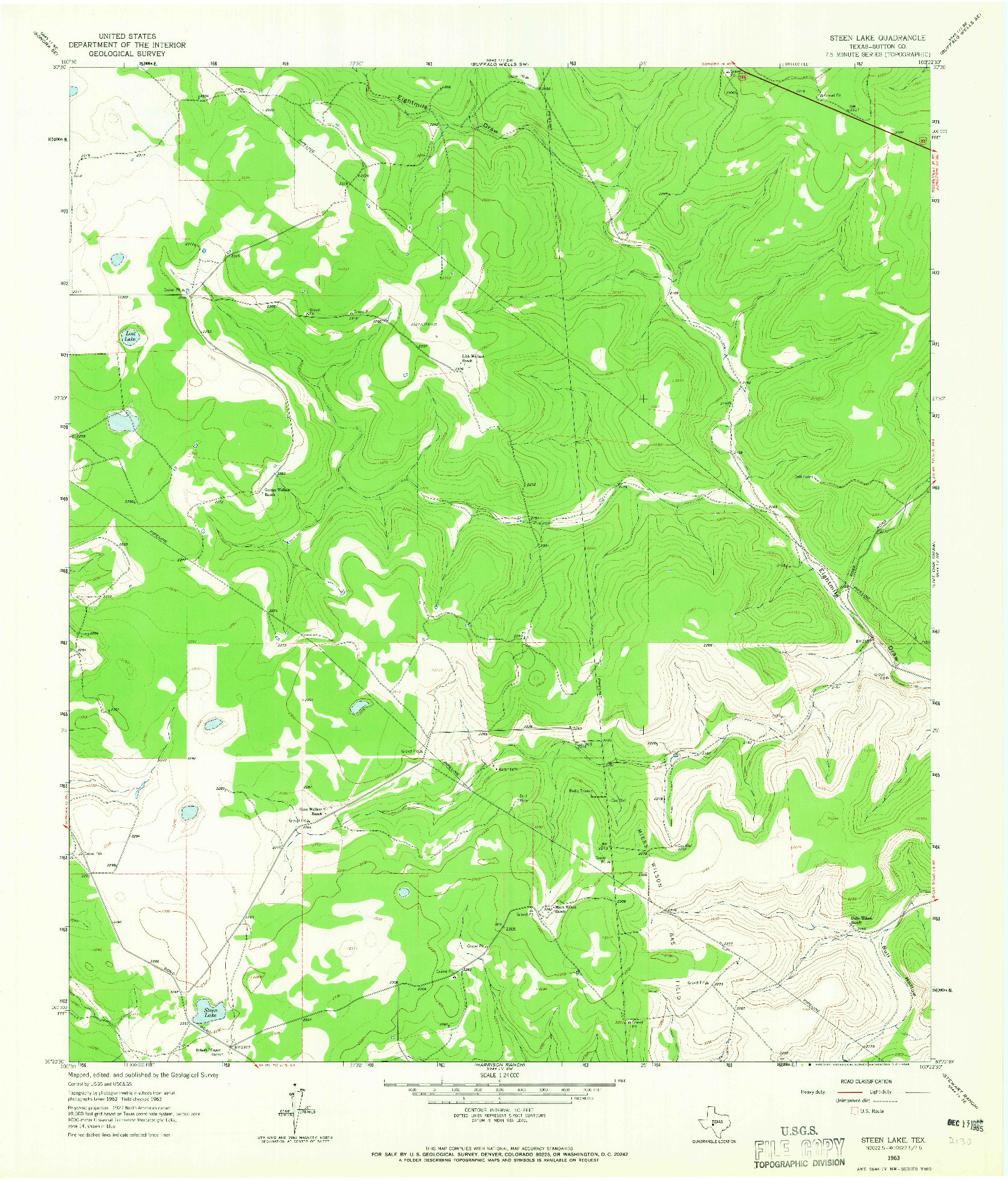 USGS 1:24000-SCALE QUADRANGLE FOR STEEN LAKE, TX 1963