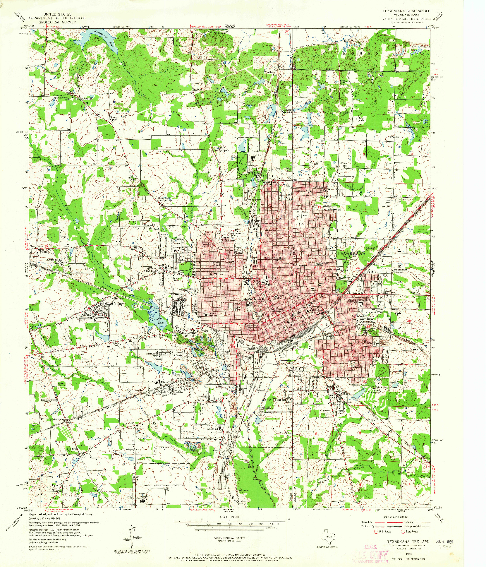 USGS 1:24000-SCALE QUADRANGLE FOR TEXARKANA, TX 1954