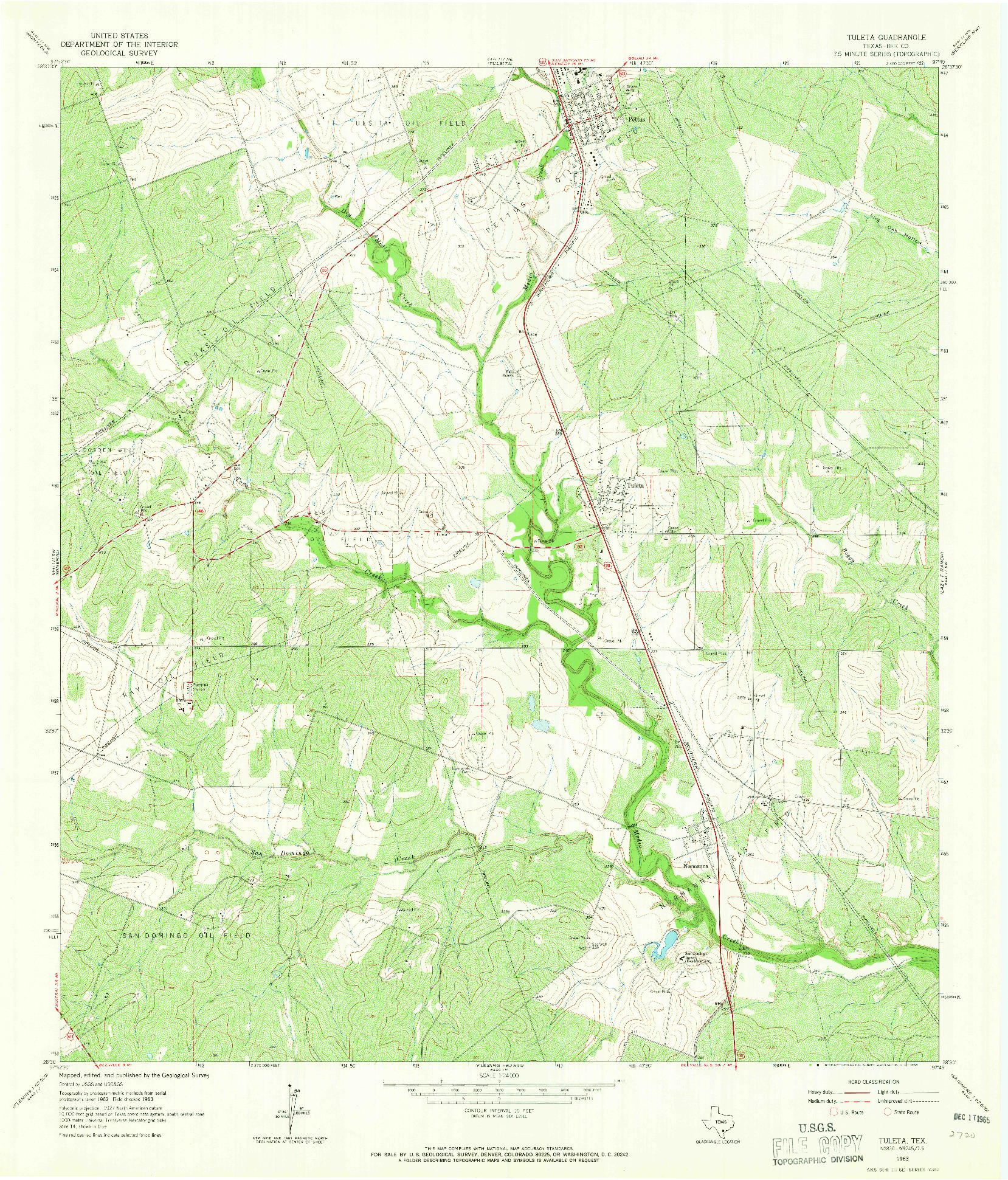 USGS 1:24000-SCALE QUADRANGLE FOR TULETA, TX 1963