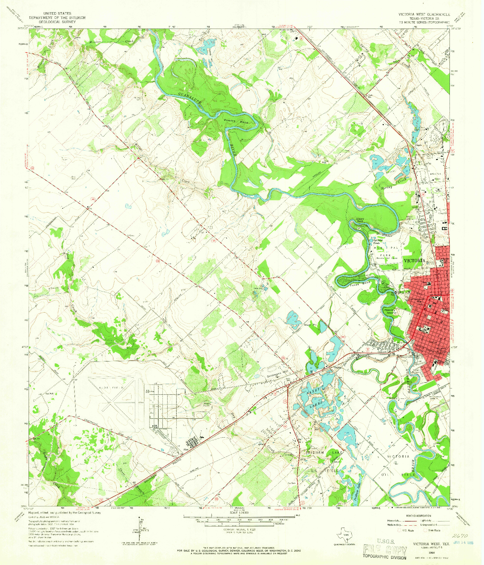 USGS 1:24000-SCALE QUADRANGLE FOR VICTORIA WEST, TX 1964