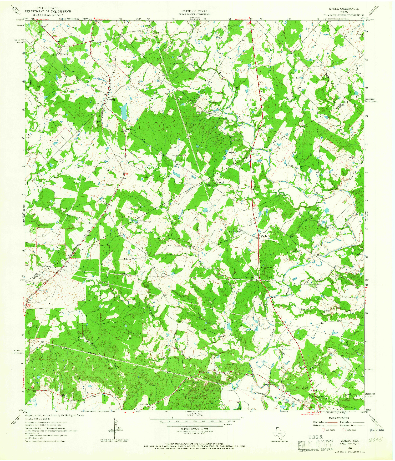 USGS 1:24000-SCALE QUADRANGLE FOR WARDA, TX 1962