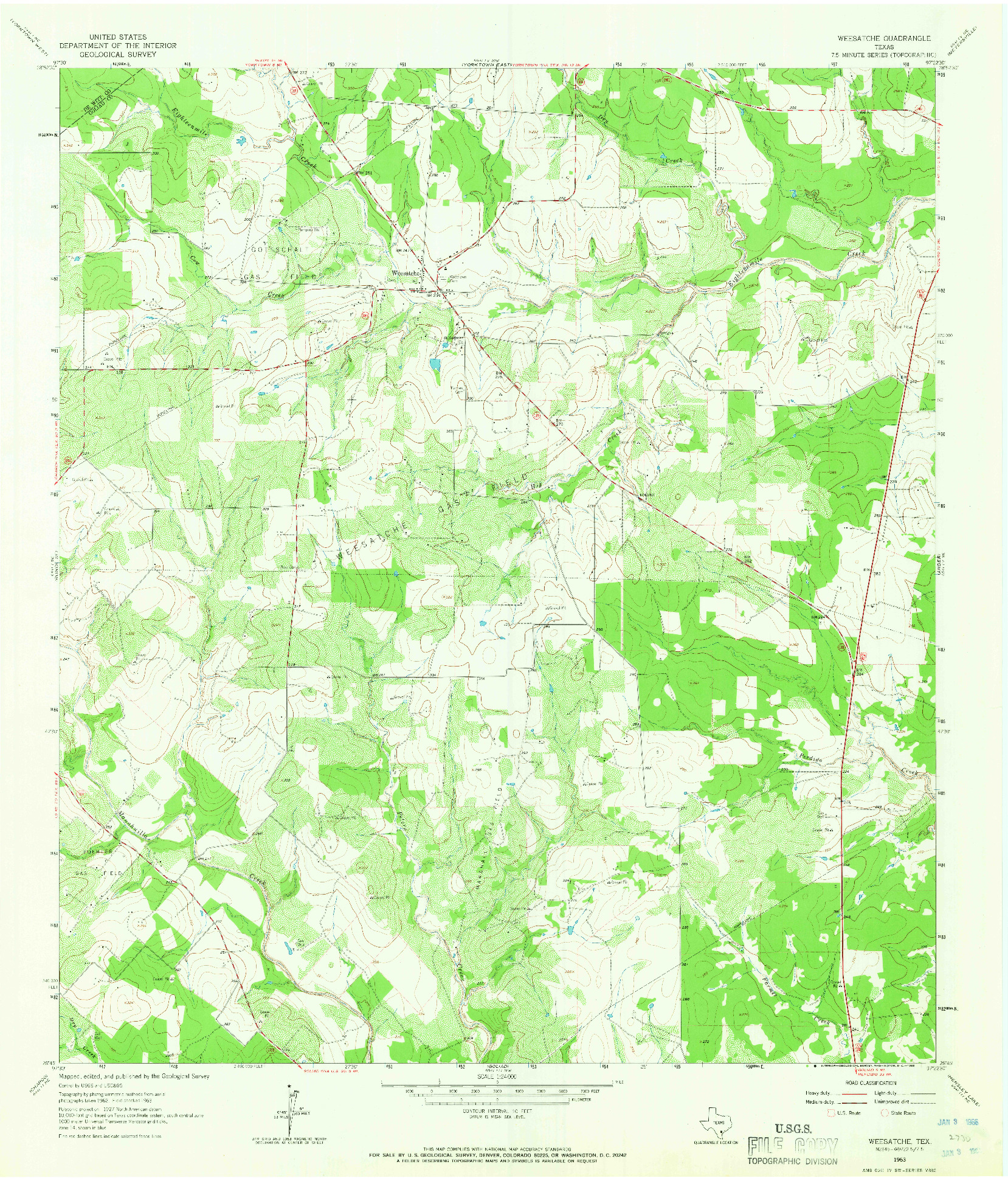 USGS 1:24000-SCALE QUADRANGLE FOR WEESATCHE, TX 1963