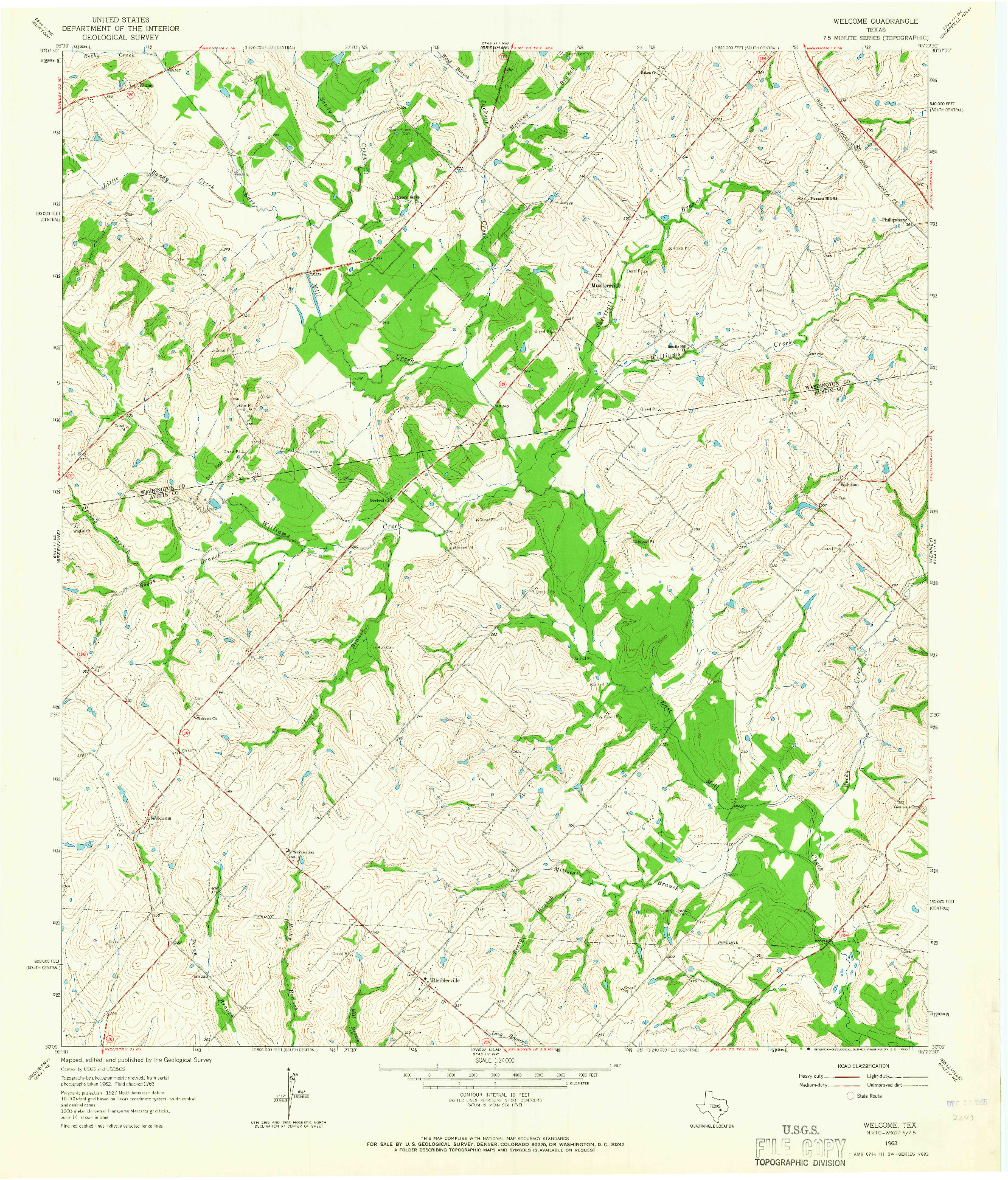 USGS 1:24000-SCALE QUADRANGLE FOR WELCOME, TX 1963