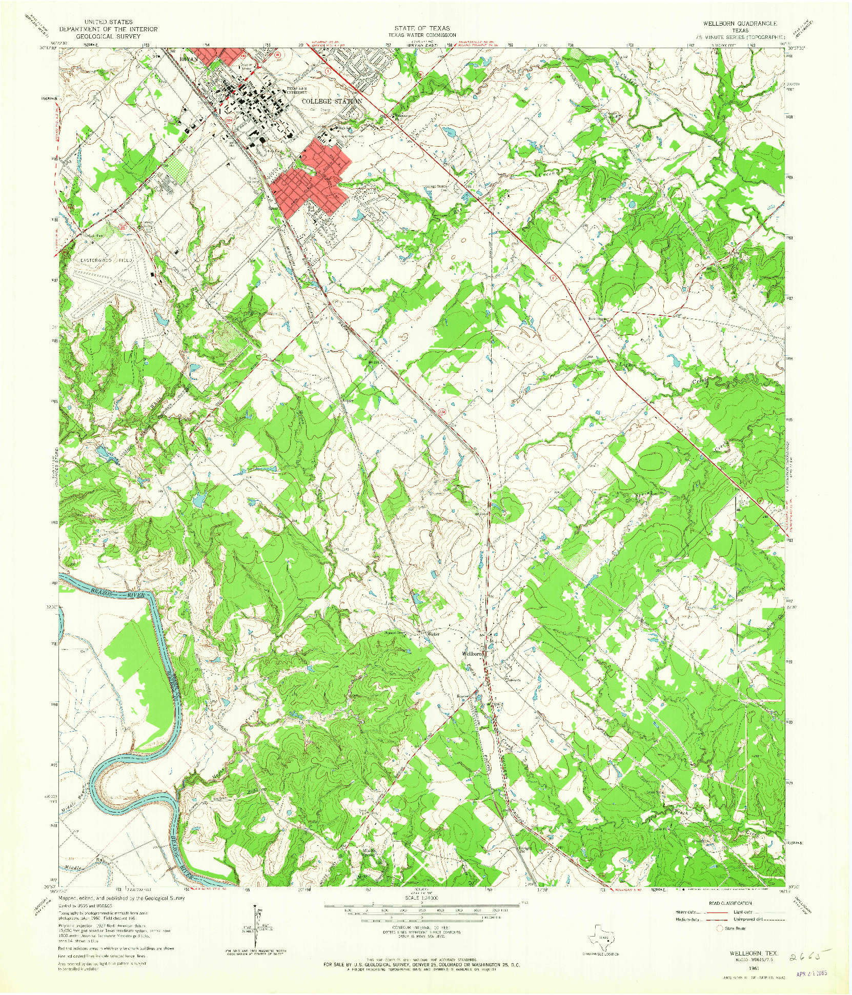 USGS 1:24000-SCALE QUADRANGLE FOR WELLBORN, TX 1961