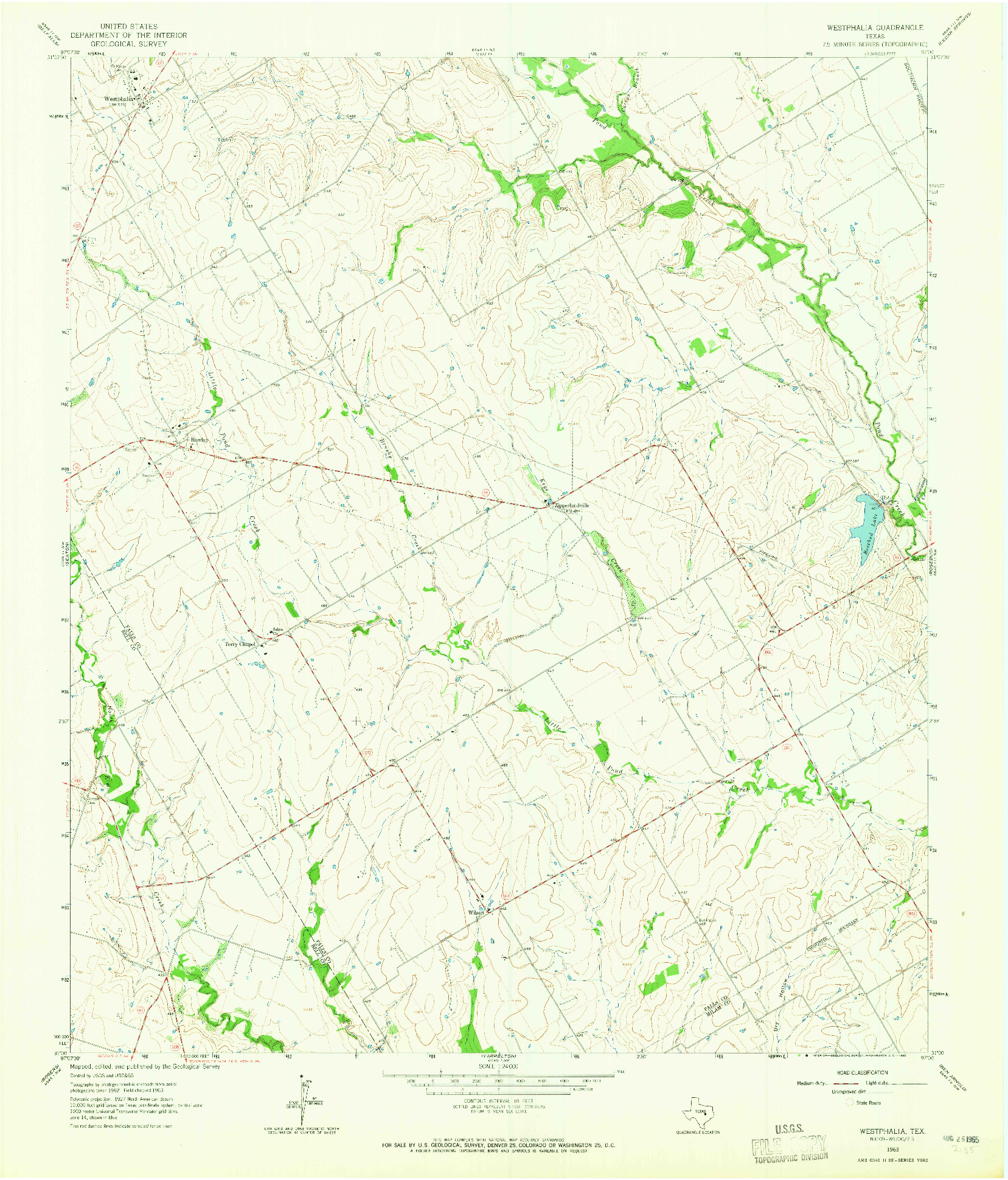 USGS 1:24000-SCALE QUADRANGLE FOR WESTPHALIA, TX 1963
