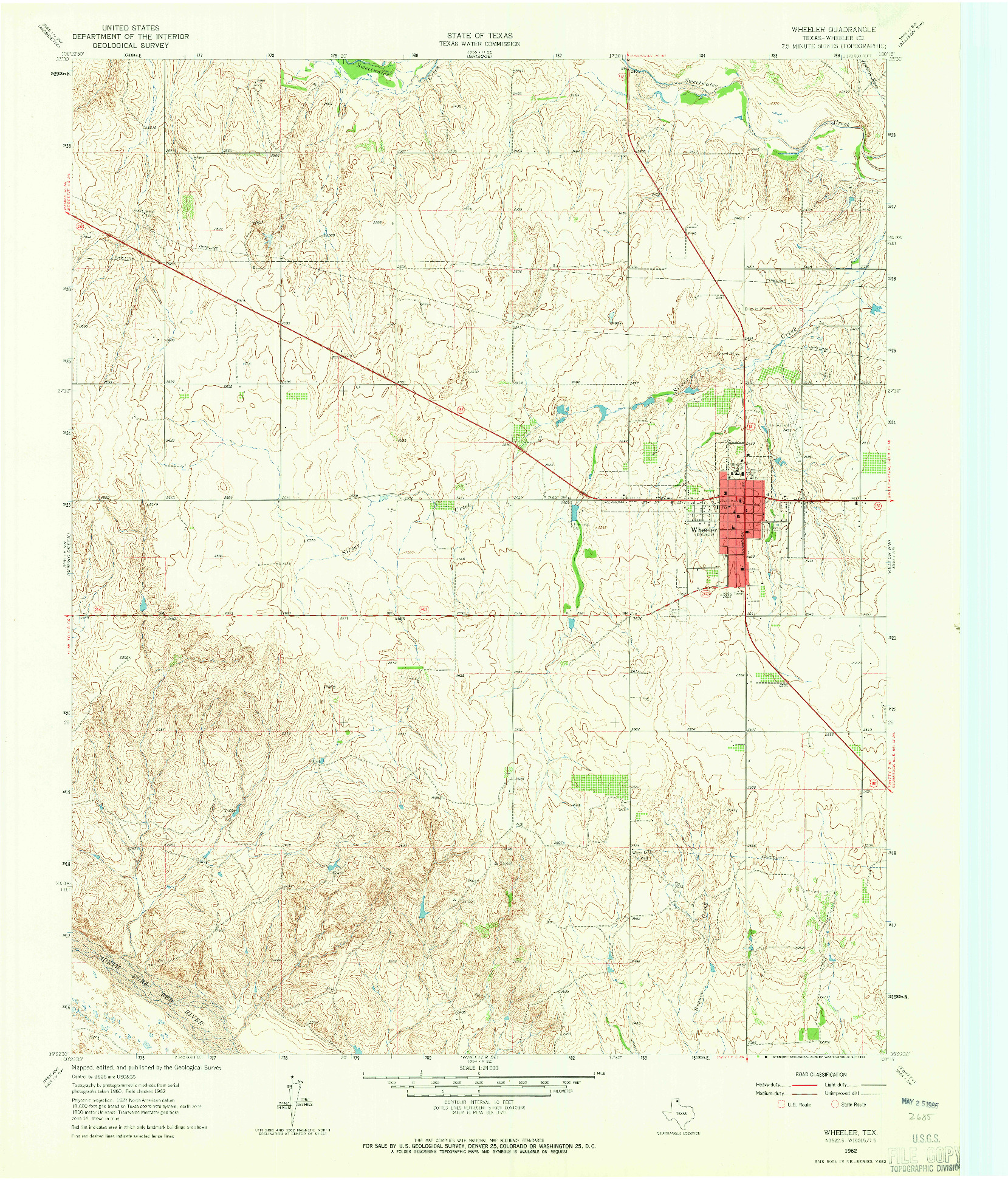 USGS 1:24000-SCALE QUADRANGLE FOR WHEELER, TX 1962