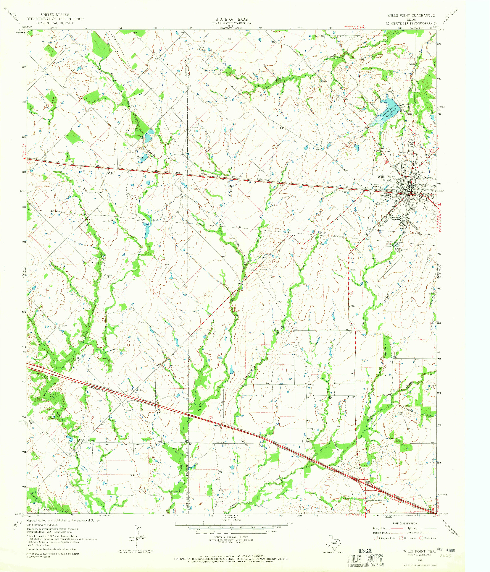 USGS 1:24000-SCALE QUADRANGLE FOR WILLS POINT, TX 1962