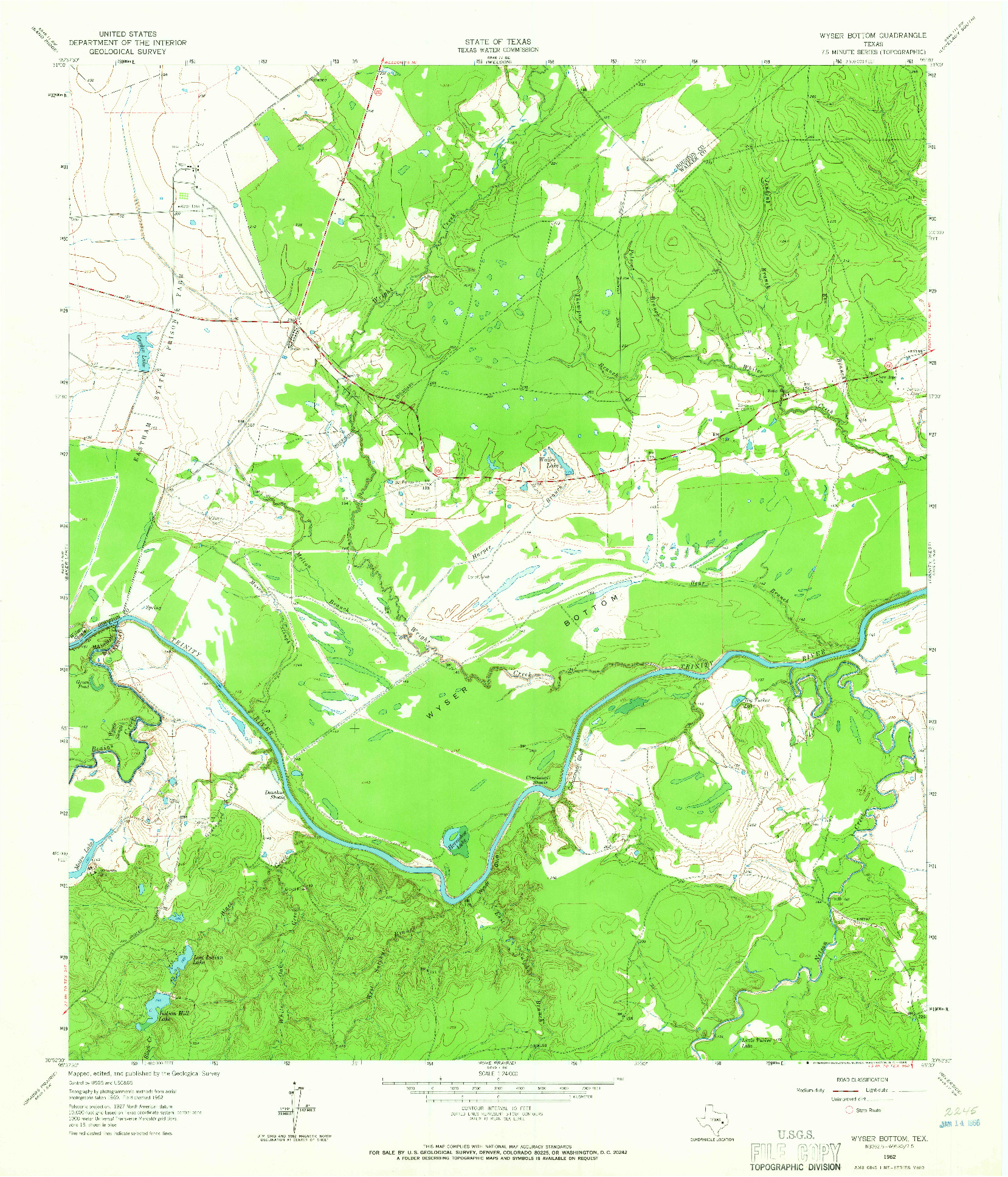 USGS 1:24000-SCALE QUADRANGLE FOR WYSER BOTTOM, TX 1962