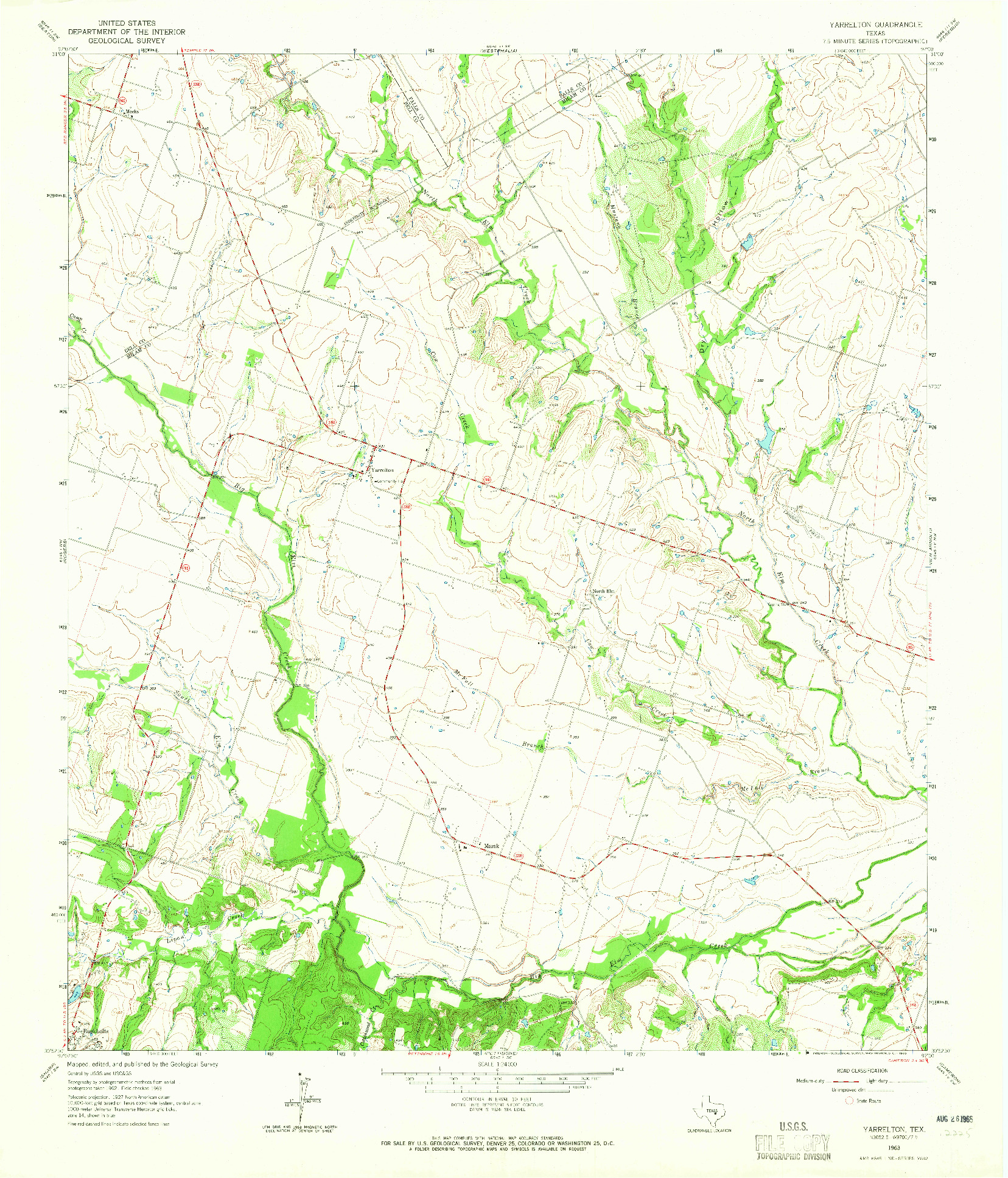 USGS 1:24000-SCALE QUADRANGLE FOR YARRELTON, TX 1963