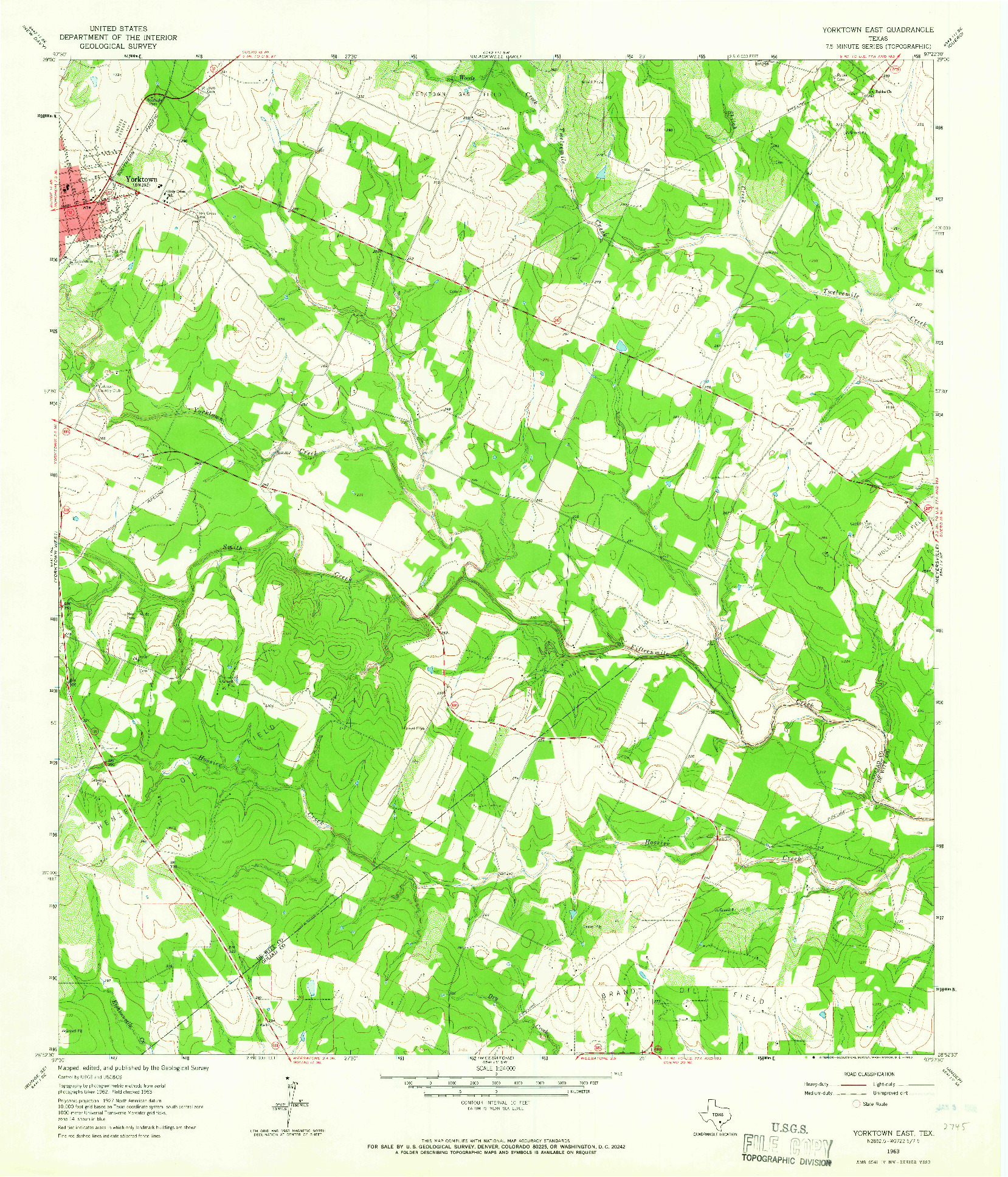 USGS 1:24000-SCALE QUADRANGLE FOR YORKTOWN EAST, TX 1963