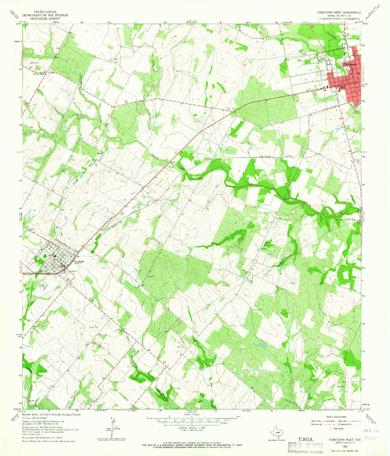 USGS 1:24000-SCALE QUADRANGLE FOR YORKTOWN WEST, TX 1963