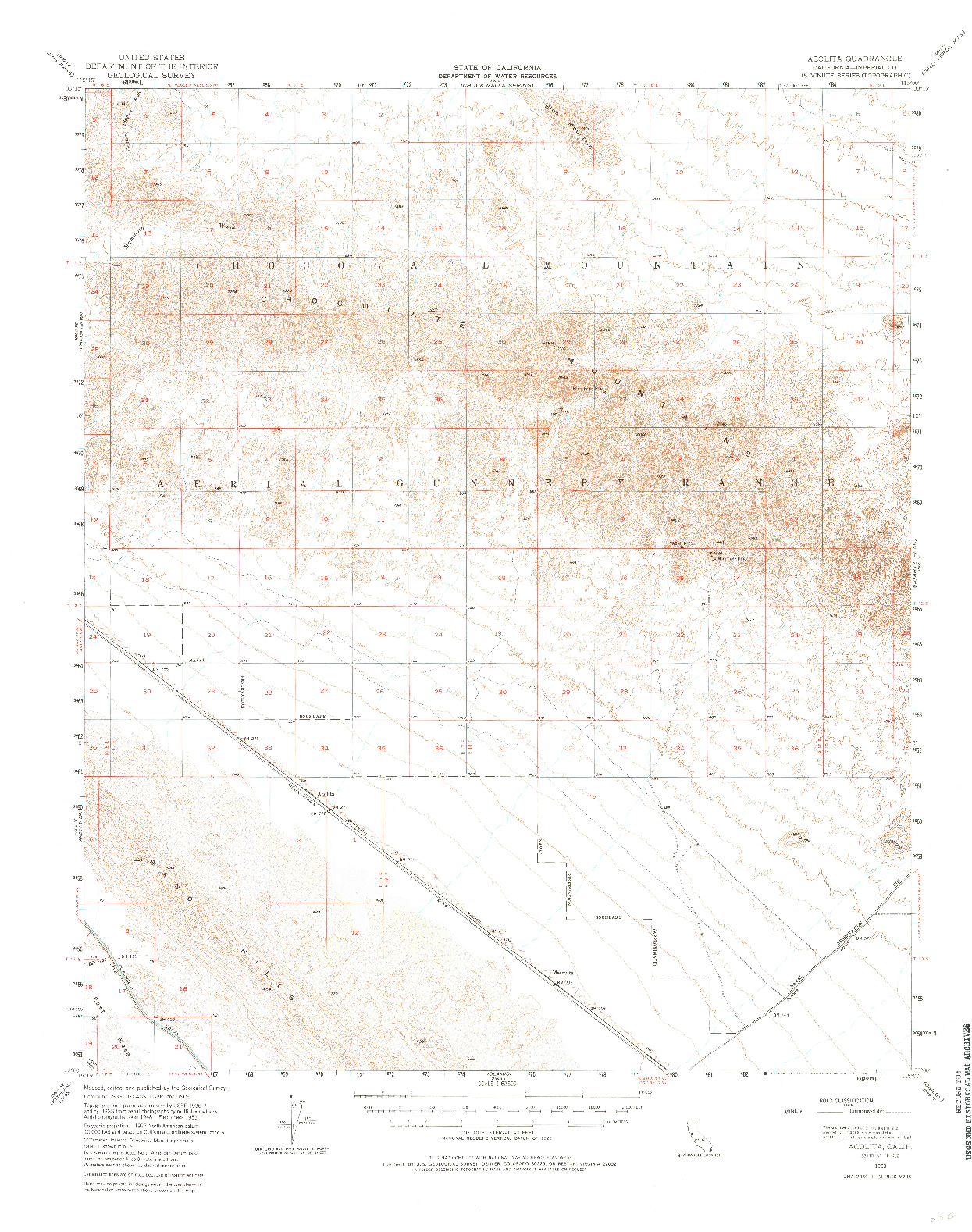 USGS 1:62500-SCALE QUADRANGLE FOR ACOLITA, CA 1953