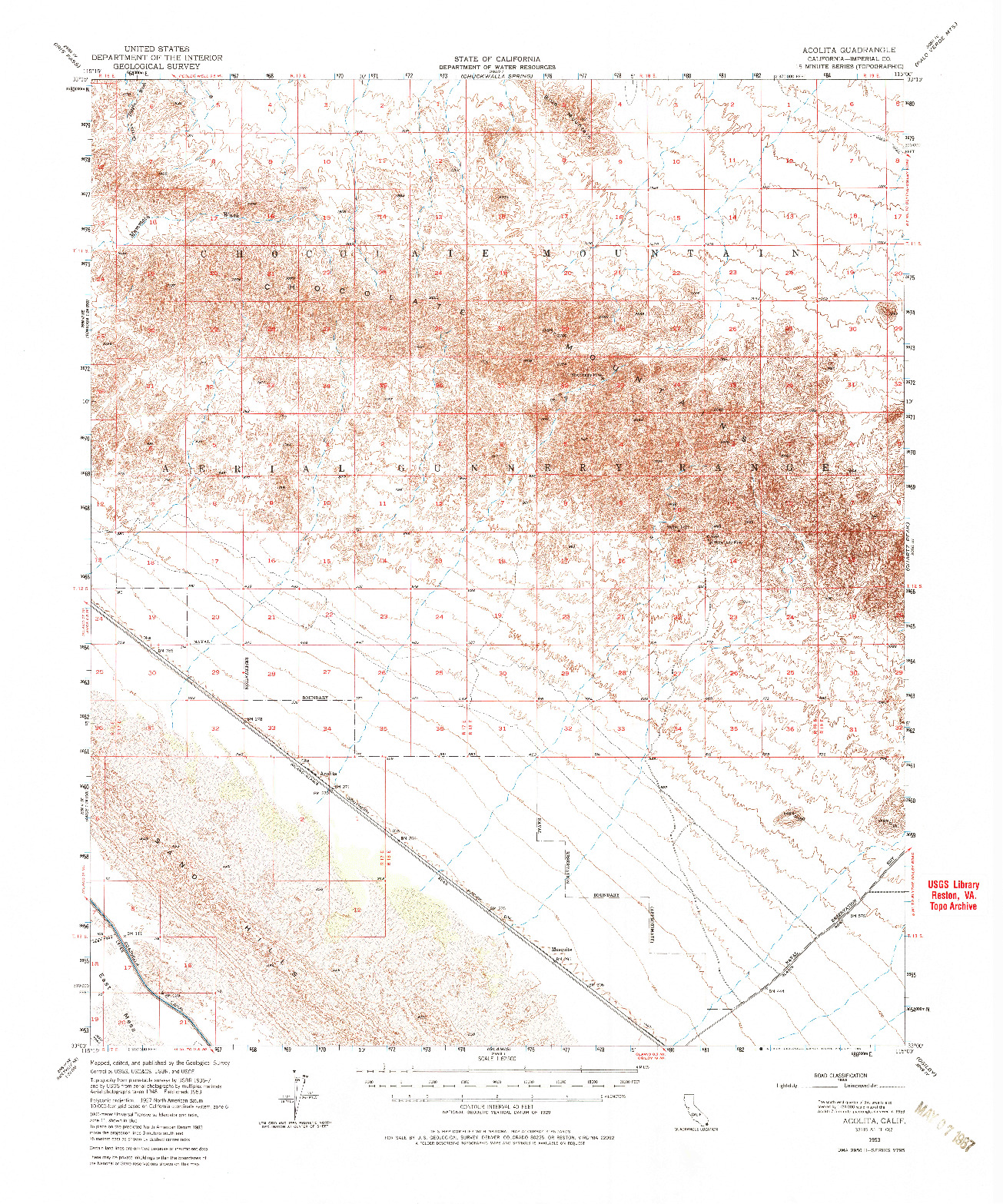 USGS 1:62500-SCALE QUADRANGLE FOR ACOLITA, CA 1953