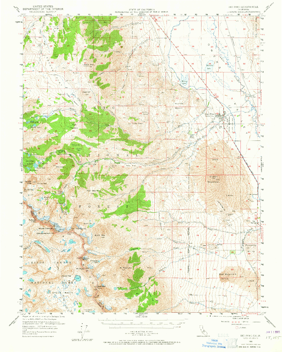 USGS 1:62500-SCALE QUADRANGLE FOR BIG PINE, CA 1950