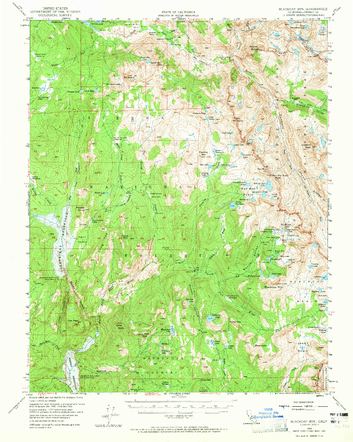 USGS 1:62500-SCALE QUADRANGLE FOR BLACKCAP MTN, CA 1953