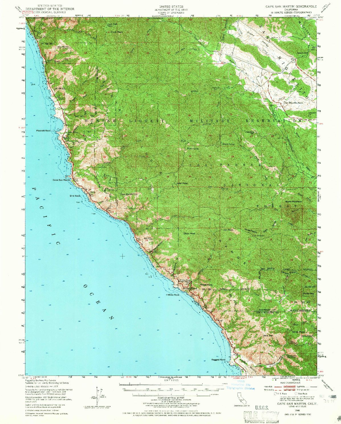 USGS 1:62500-SCALE QUADRANGLE FOR CAPE SAN MARTIN, CA 1948
