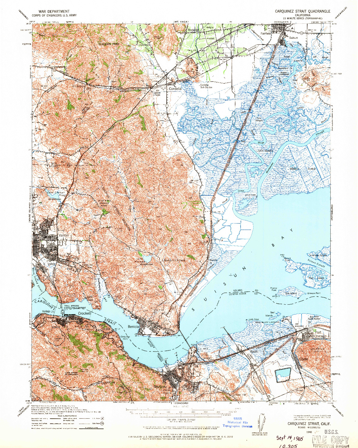 USGS 1:62500-SCALE QUADRANGLE FOR CARQUINEZ STRAIT, CA 1940