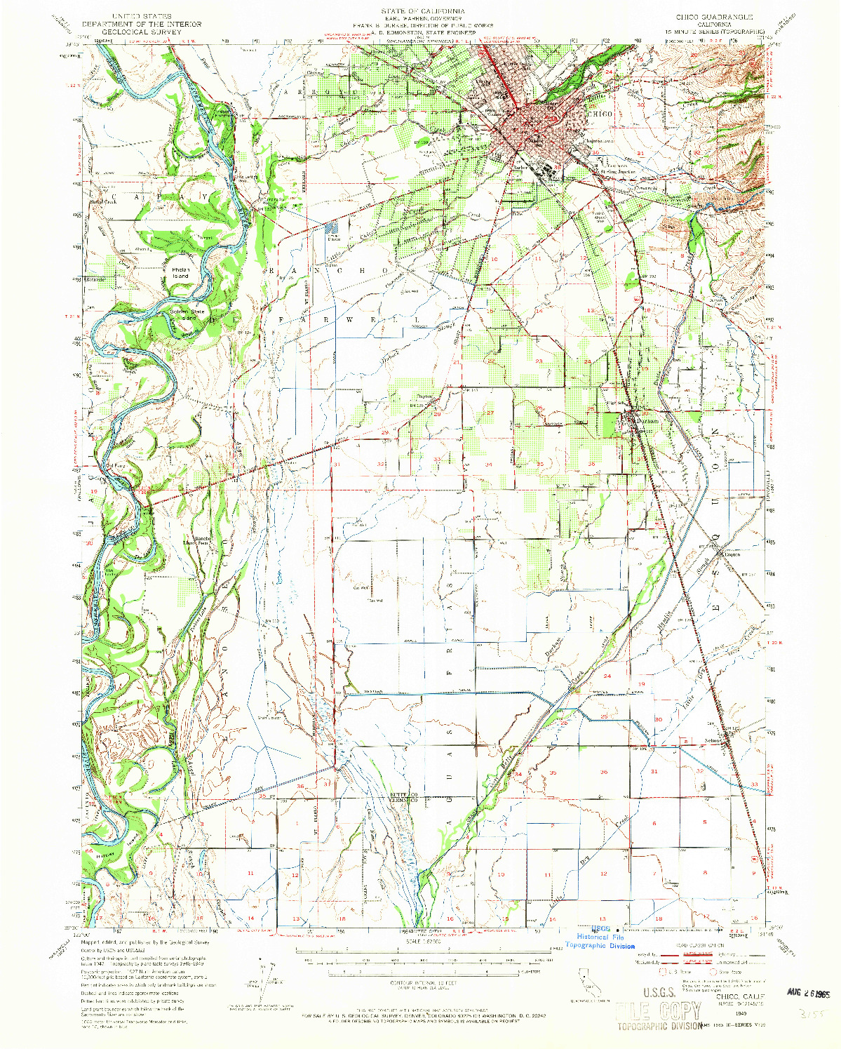 USGS 1:62500-SCALE QUADRANGLE FOR CHICO, CA 1949