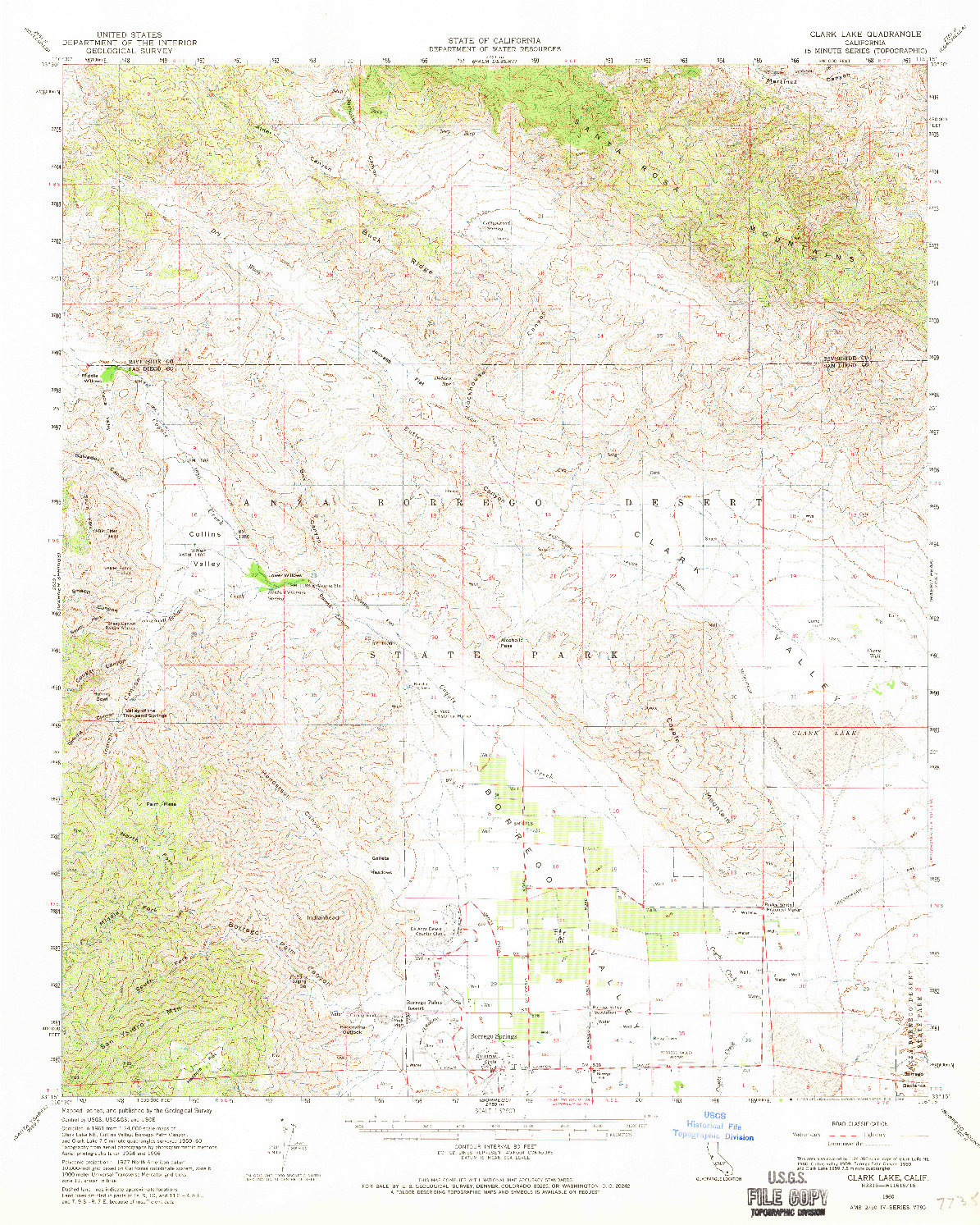 USGS 1:62500-SCALE QUADRANGLE FOR CLARK LAKE, CA 1960
