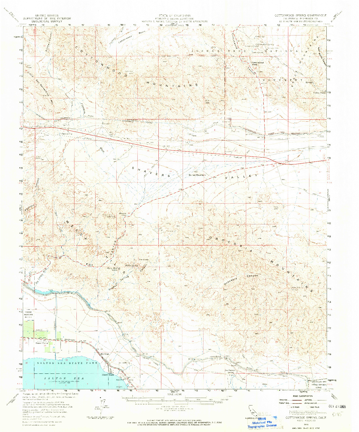 USGS 1:62500-SCALE QUADRANGLE FOR COTTONWOOD SPRING, CA 1958
