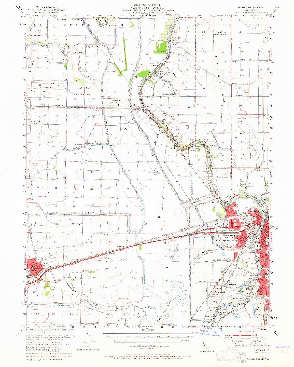 USGS 1:62500-SCALE QUADRANGLE FOR DAVIS, CA 1954