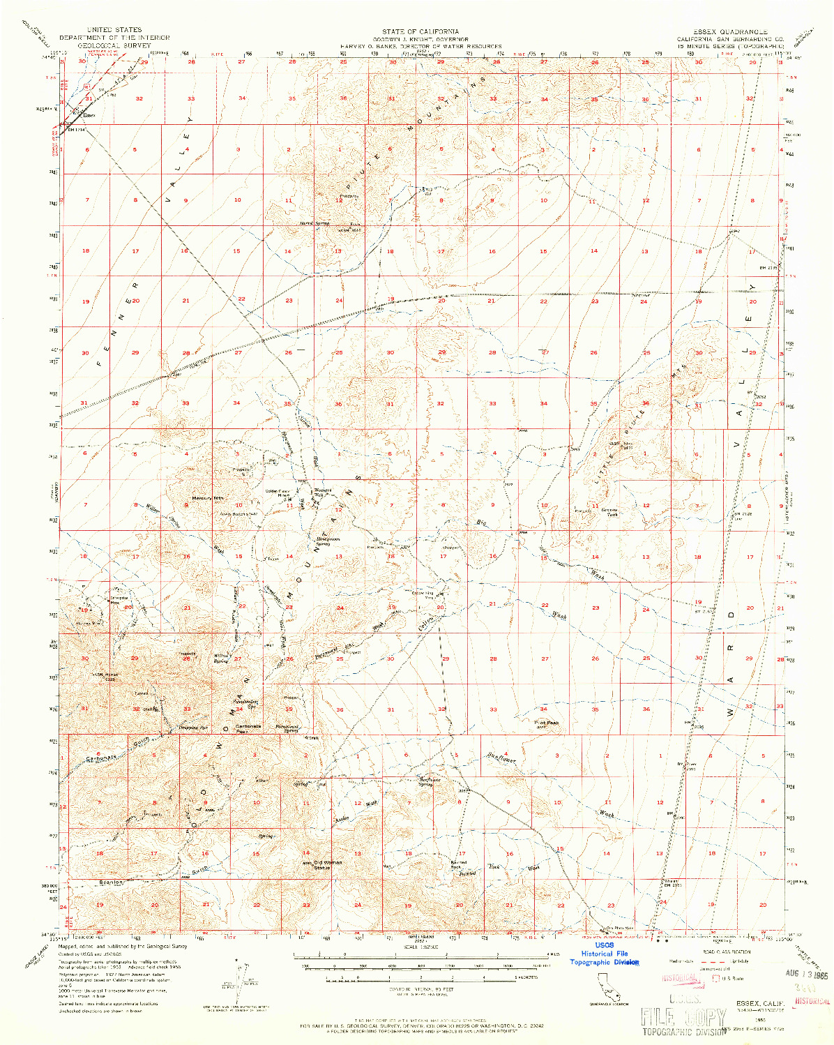 USGS 1:62500-SCALE QUADRANGLE FOR ESSEX, CA 1956