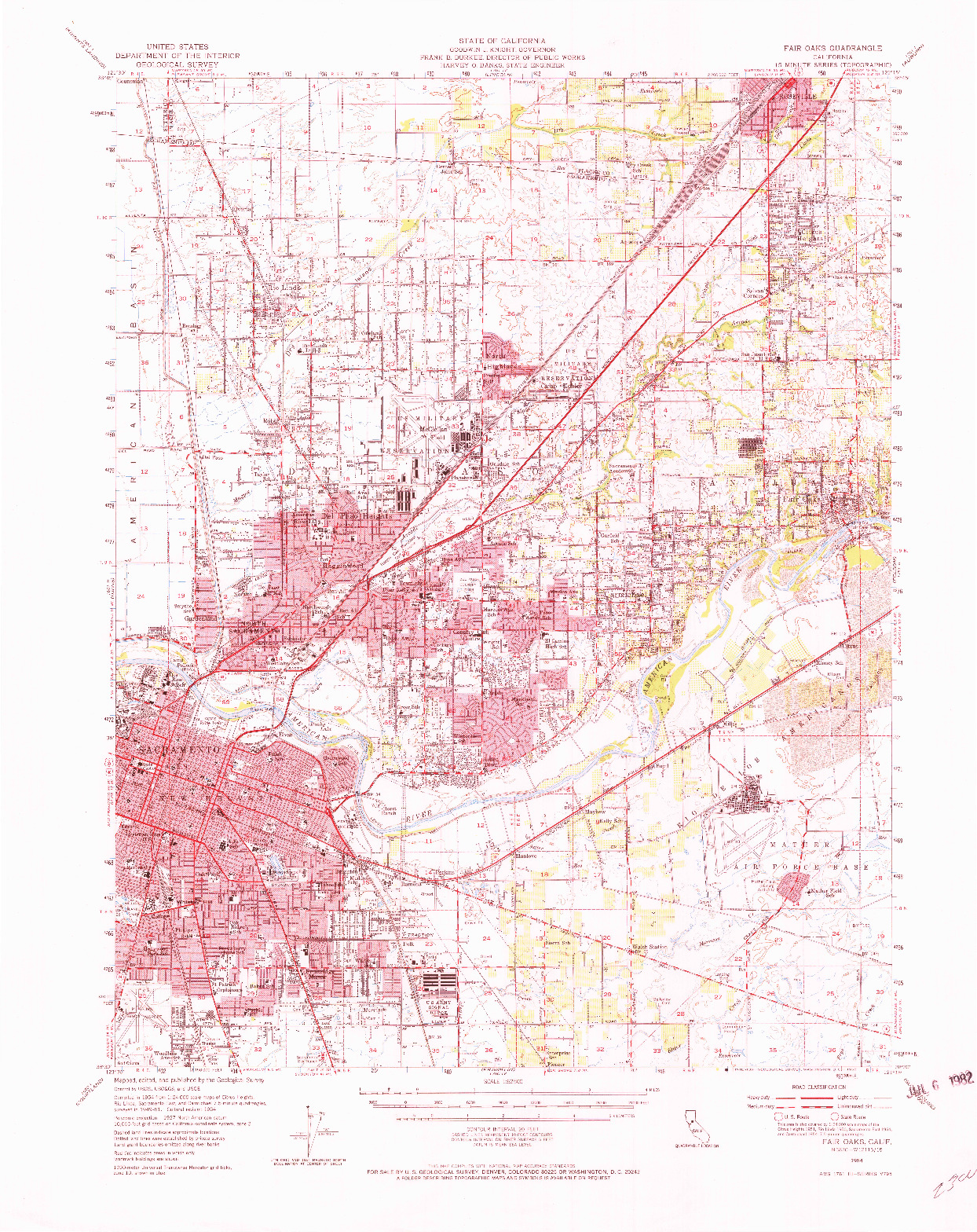 USGS 1:62500-SCALE QUADRANGLE FOR FAIR OAKS, CA 1954