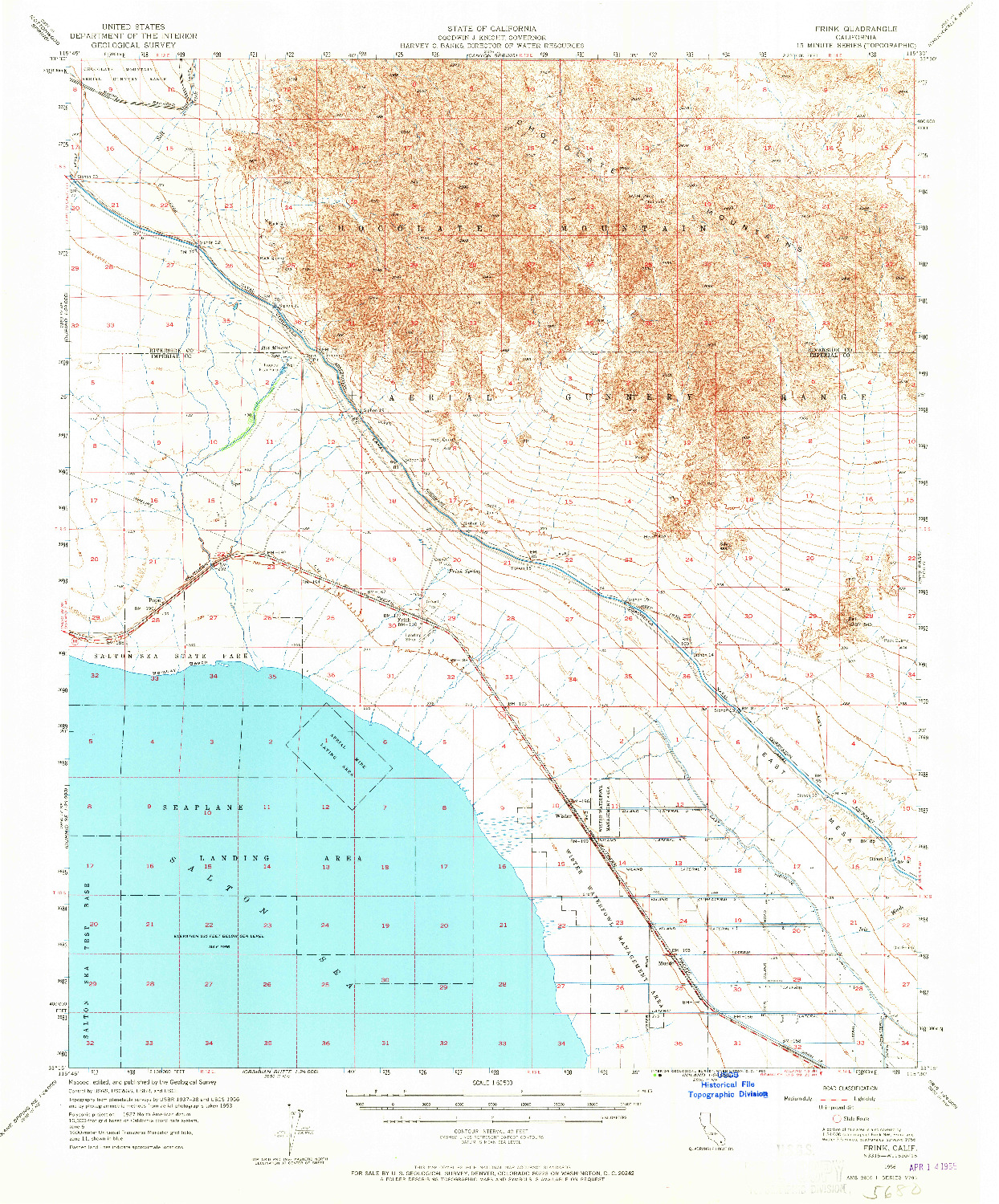 USGS 1:62500-SCALE QUADRANGLE FOR FRINK, CA 1956
