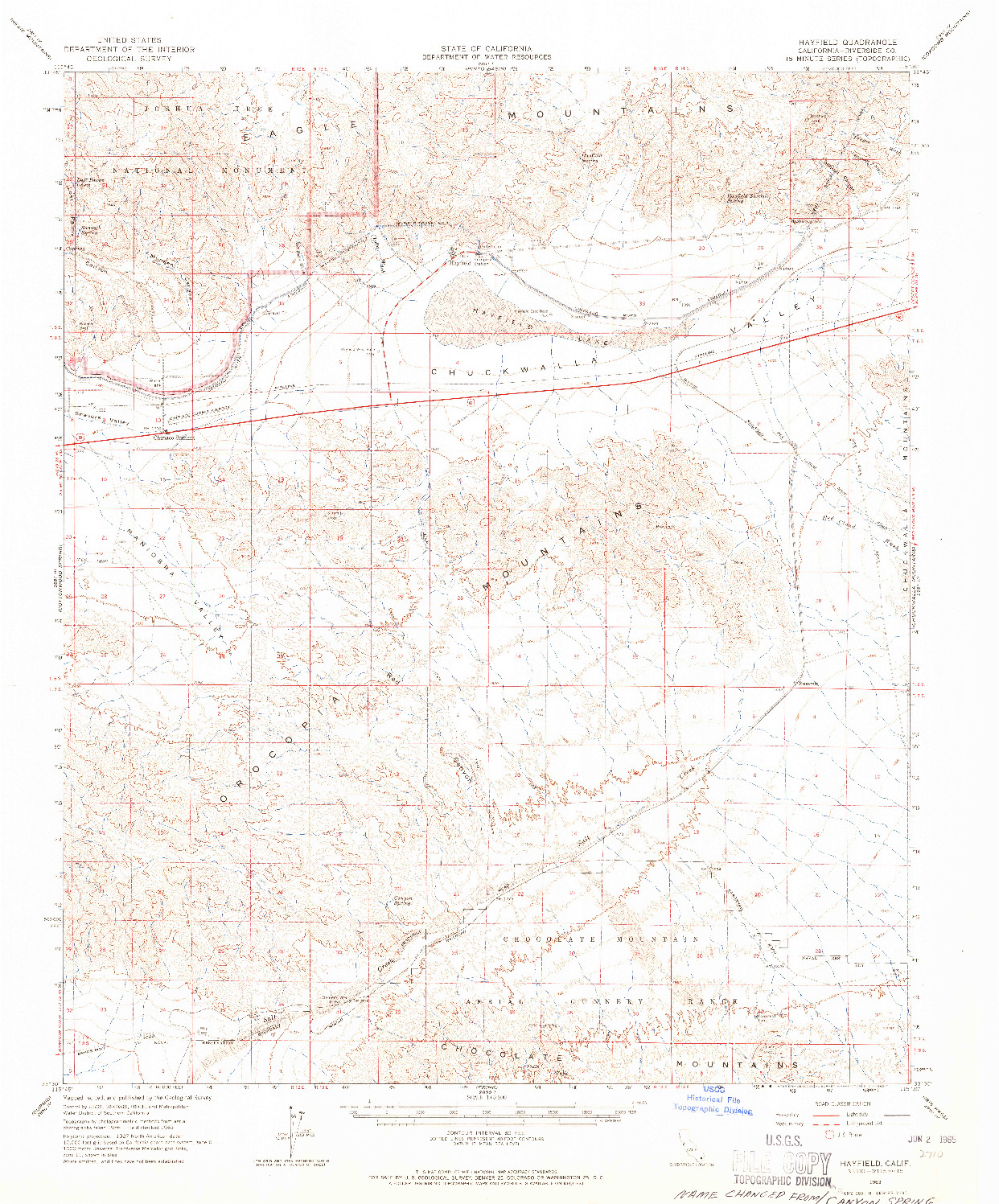 USGS 1:62500-SCALE QUADRANGLE FOR HAYFIELD, CA 1963