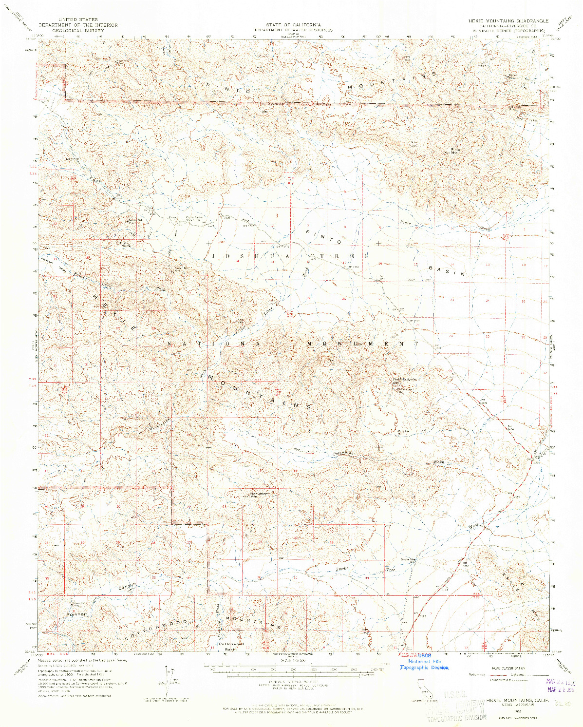 USGS 1:62500-SCALE QUADRANGLE FOR HEXIE MOUNTAINS, CA 1963