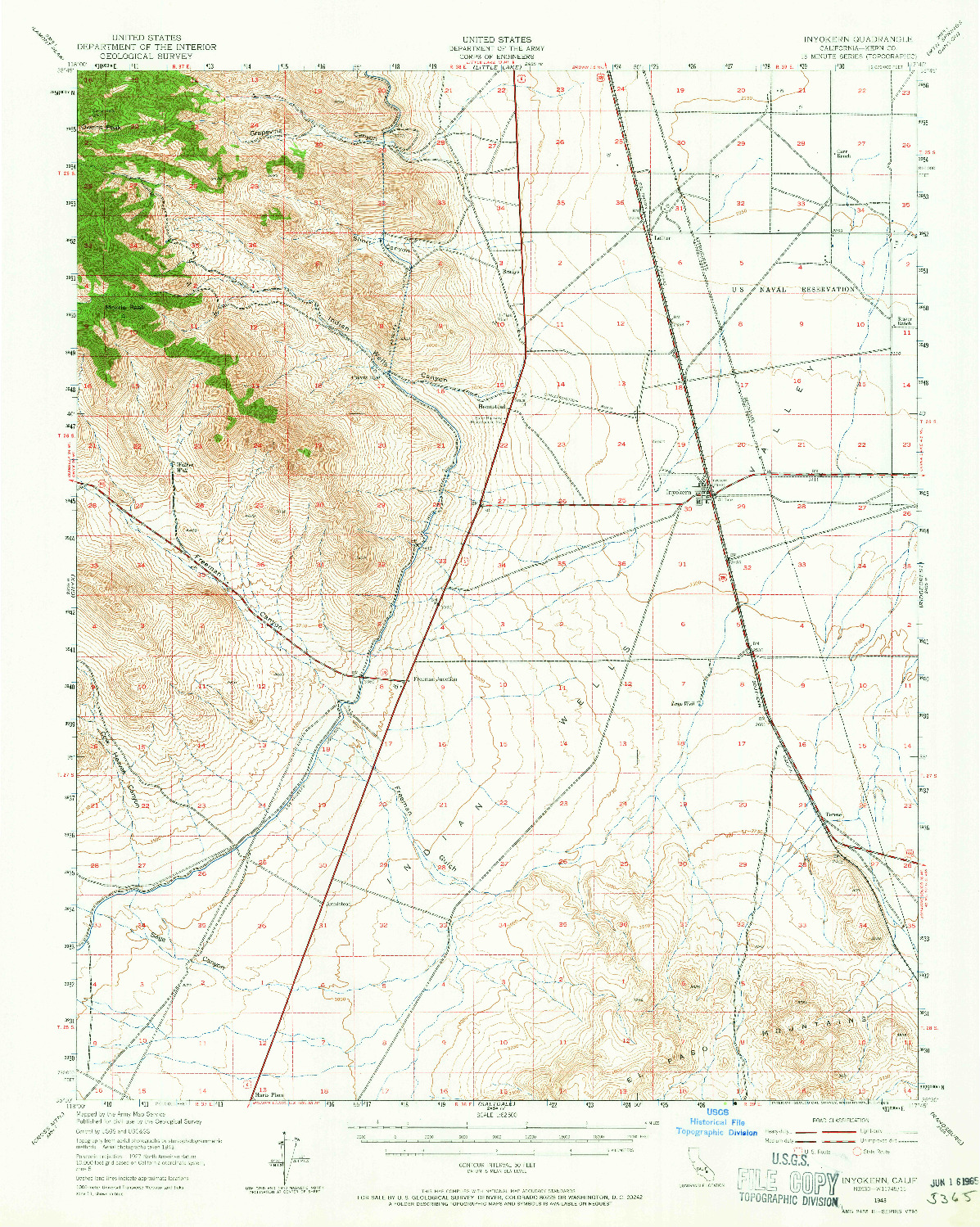 USGS 1:62500-SCALE QUADRANGLE FOR INYOKERN, CA 1943