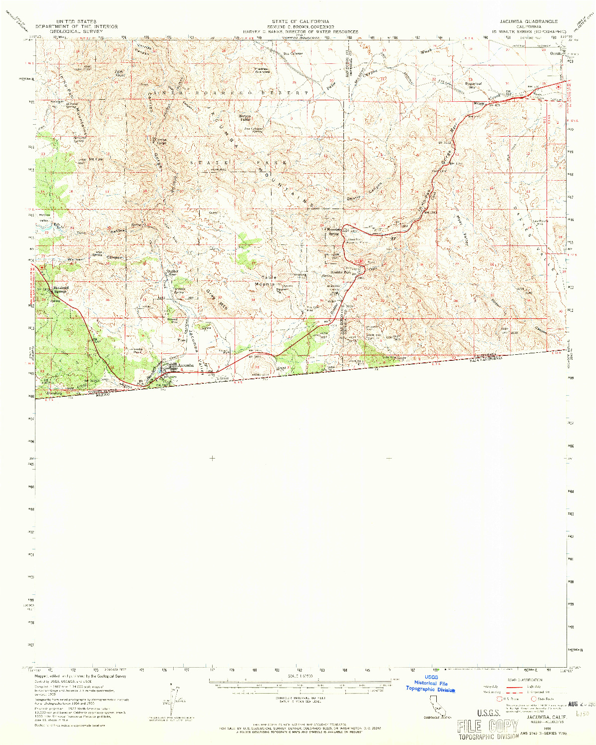 USGS 1:62500-SCALE QUADRANGLE FOR JACUMBA, CA 1959