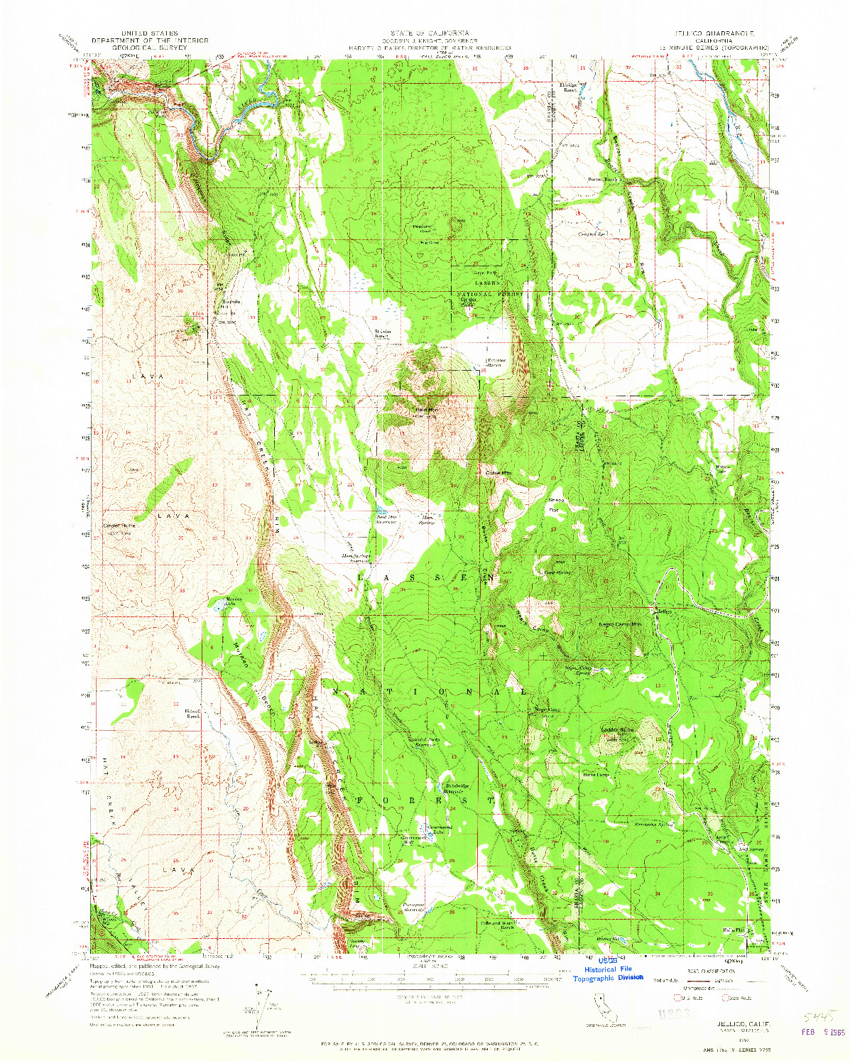 USGS 1:62500-SCALE QUADRANGLE FOR JELLICO, CA 1957