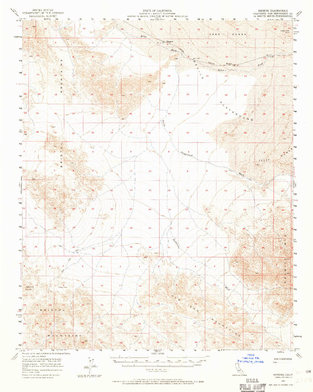 USGS 1:62500-SCALE QUADRANGLE FOR KERENS, CA 1957