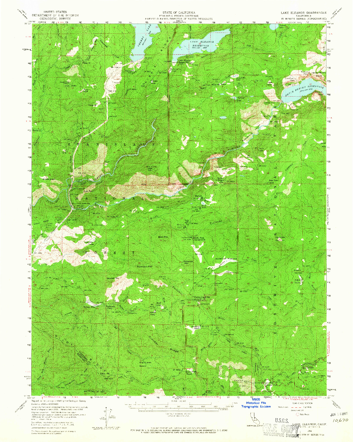 USGS 1:62500-SCALE QUADRANGLE FOR LAKE ELEANOR, CA 1956