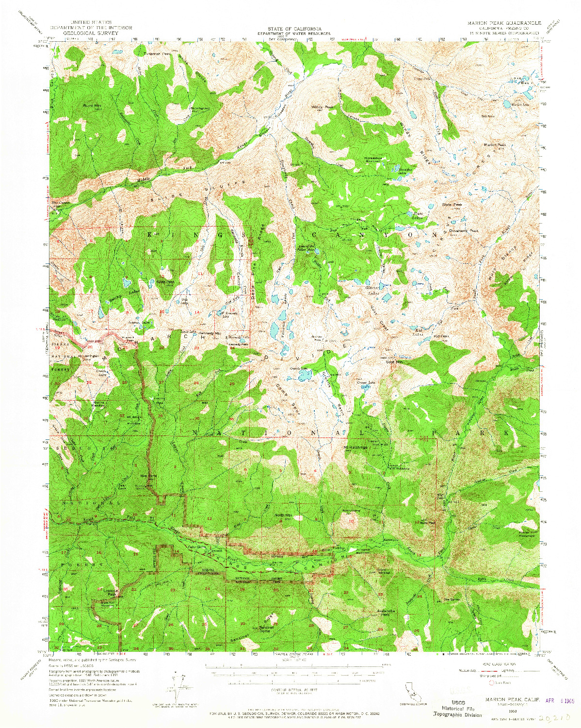 USGS 1:62500-SCALE QUADRANGLE FOR MARION PEAK, CA 1953