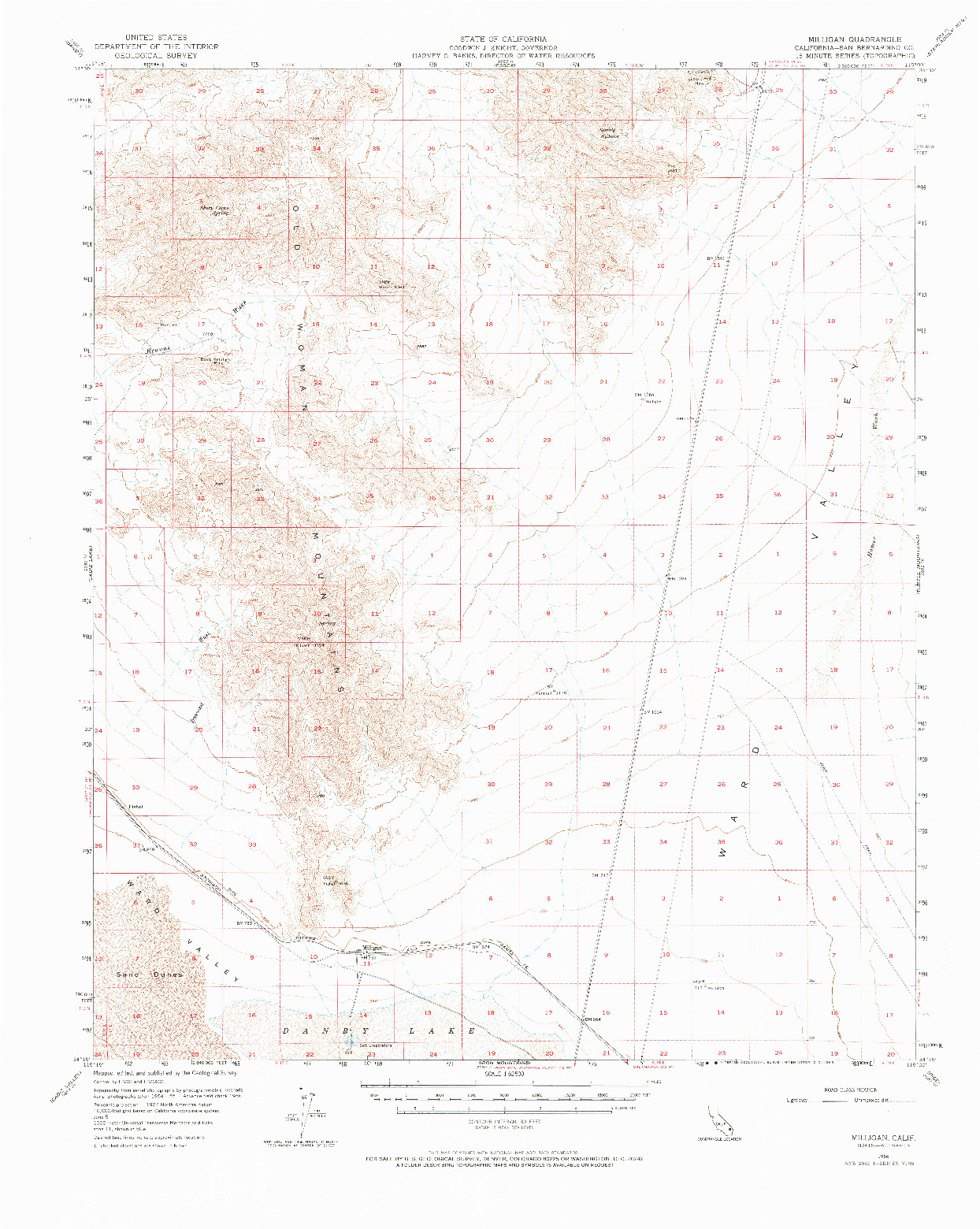 USGS 1:62500-SCALE QUADRANGLE FOR MILLIGAN, CA 1956