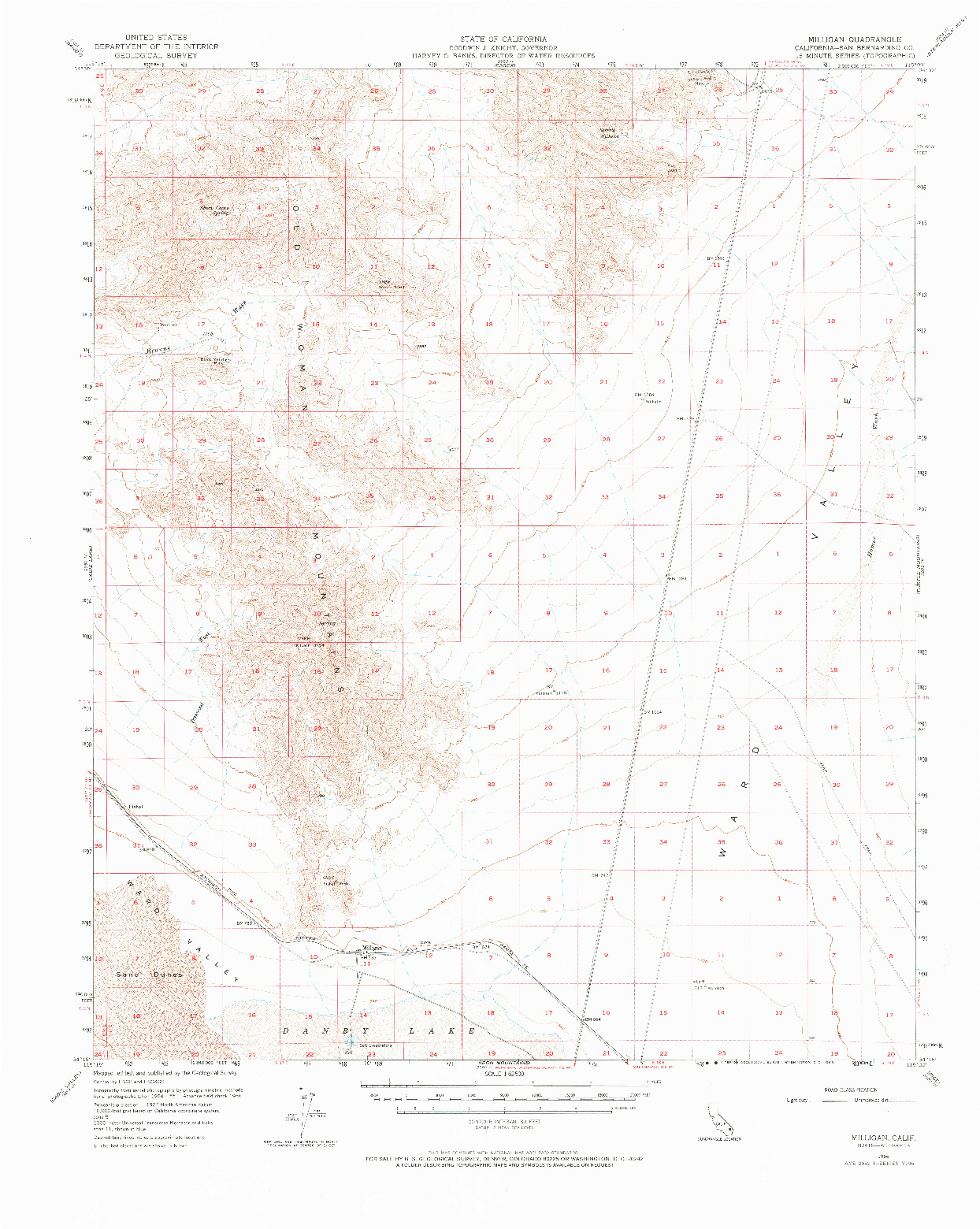 USGS 1:62500-SCALE QUADRANGLE FOR MILLIGAN, CA 1956