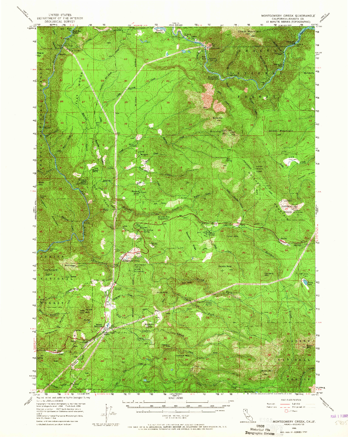 USGS 1:62500-SCALE QUADRANGLE FOR MONTGOMERY CREEK, CA 1956