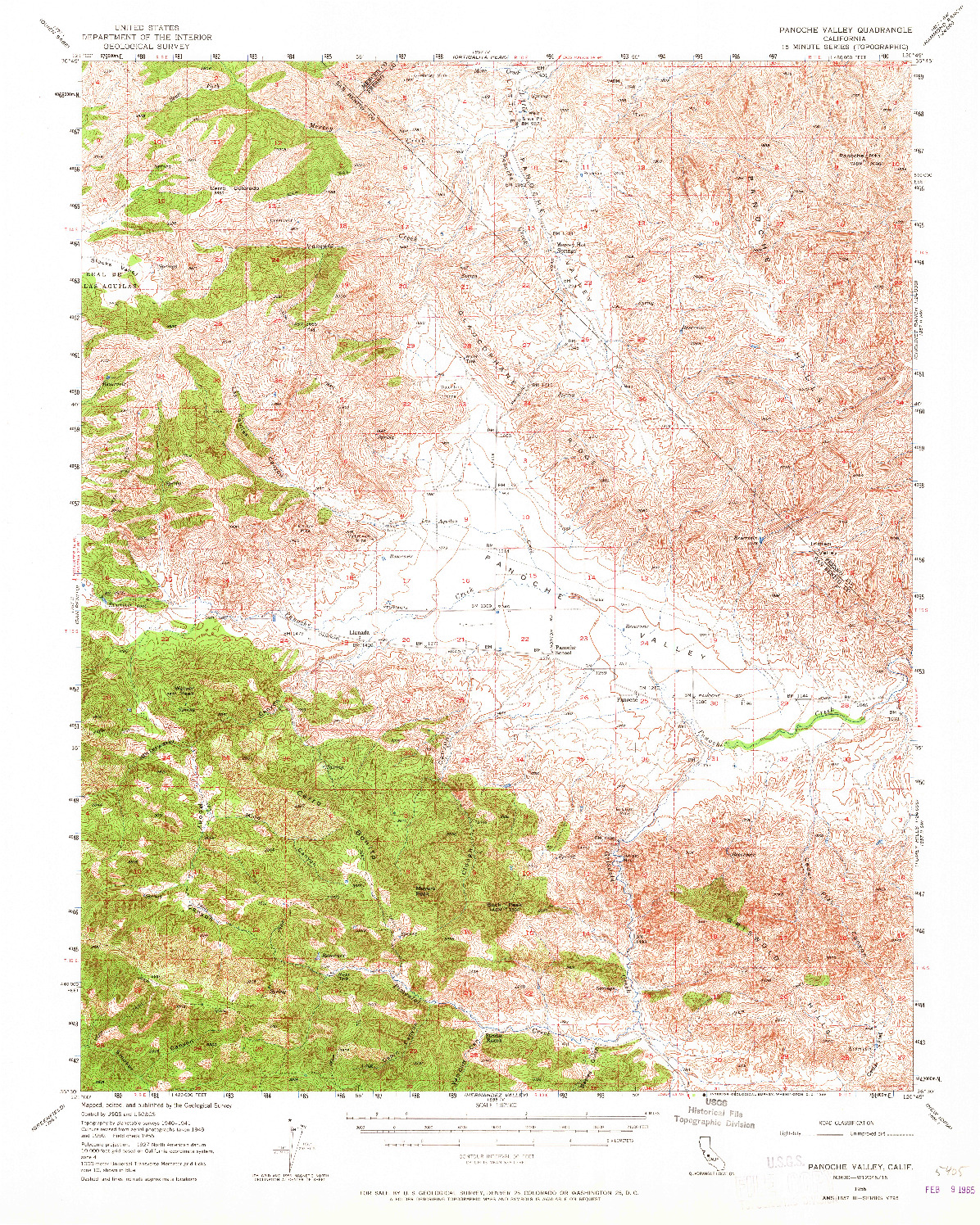 USGS 1:62500-SCALE QUADRANGLE FOR PANOCHE VALLEY, CA 1956