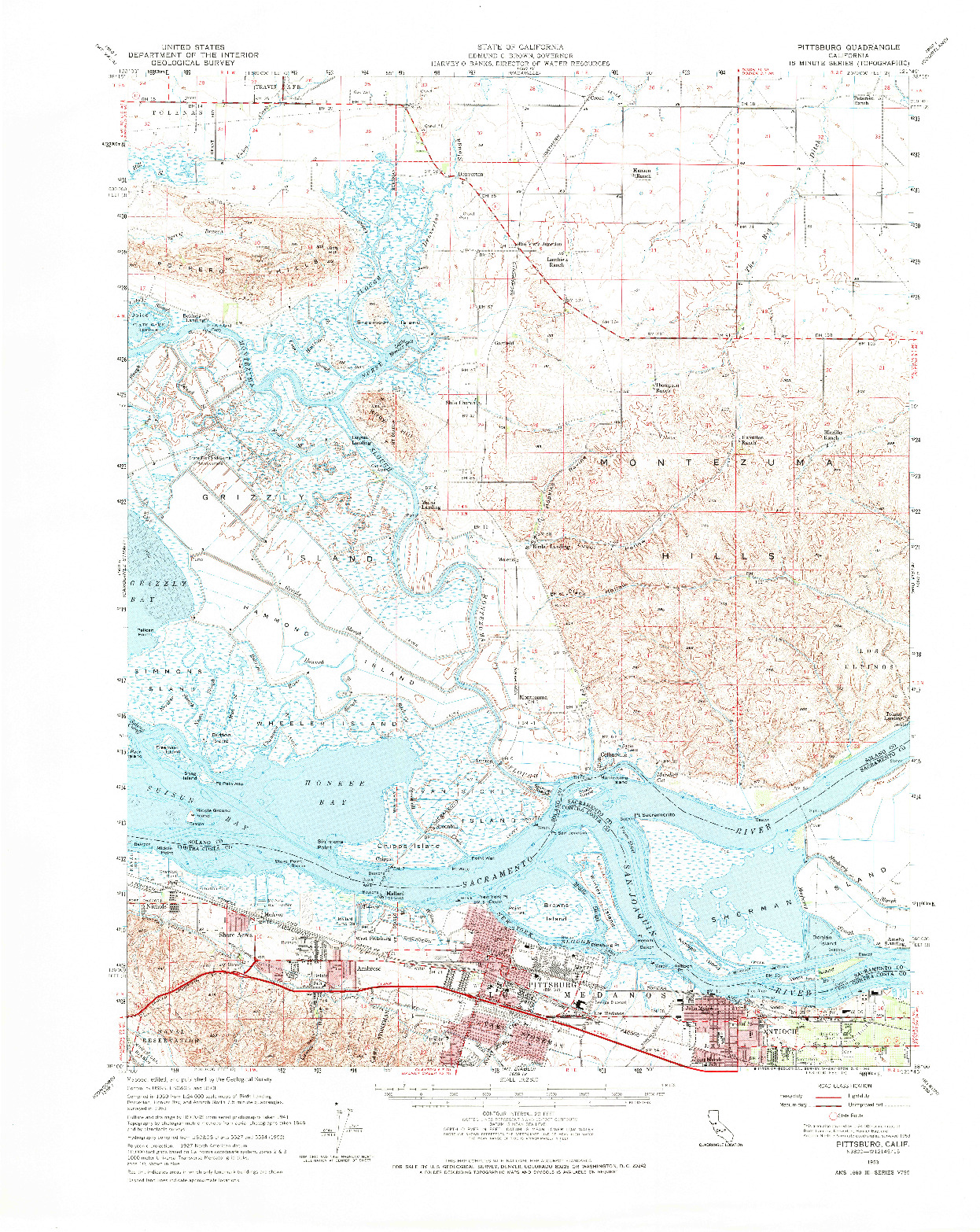 USGS 1:62500-SCALE QUADRANGLE FOR PITTSBURG, CA 1953