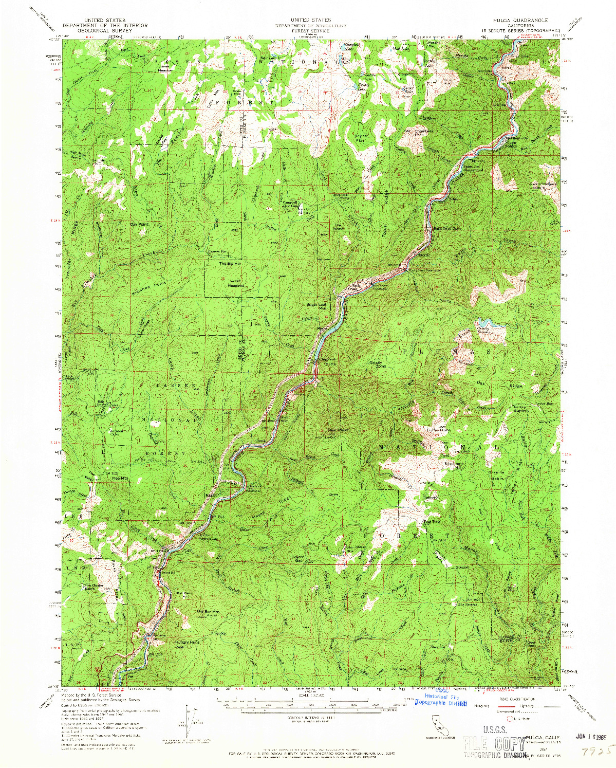 USGS 1:62500-SCALE QUADRANGLE FOR PULGA, CA 1957