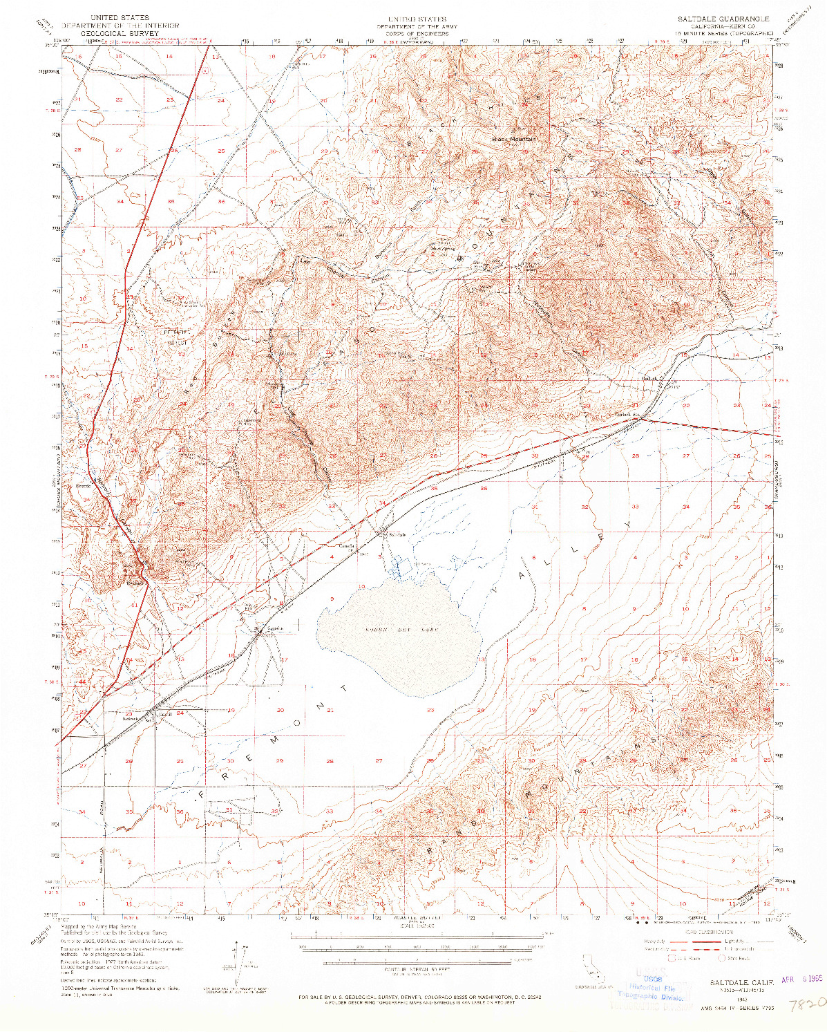 USGS 1:62500-SCALE QUADRANGLE FOR SALTDALE, CA 1943
