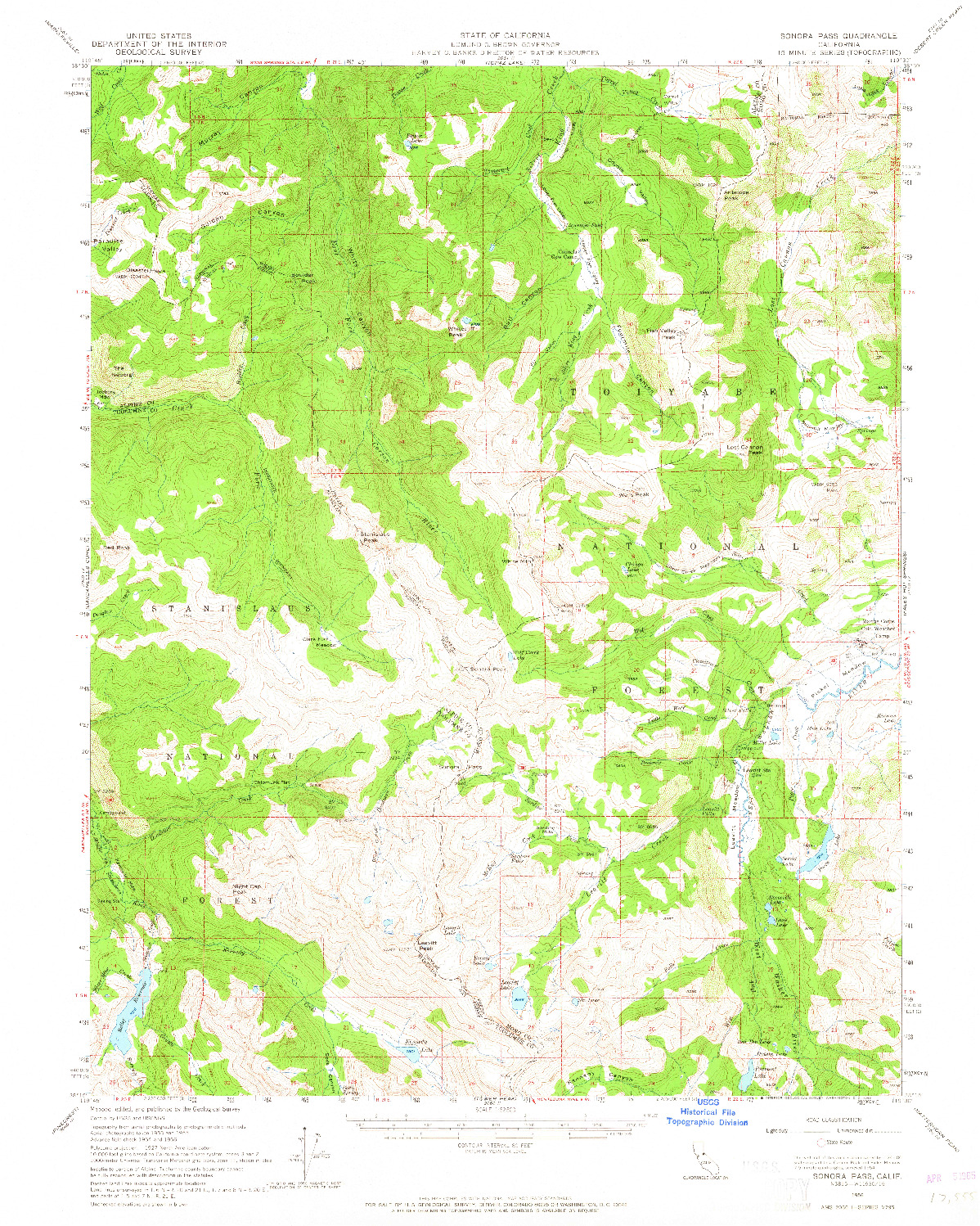 USGS 1:62500-SCALE QUADRANGLE FOR SONORA PASS, CA 1956