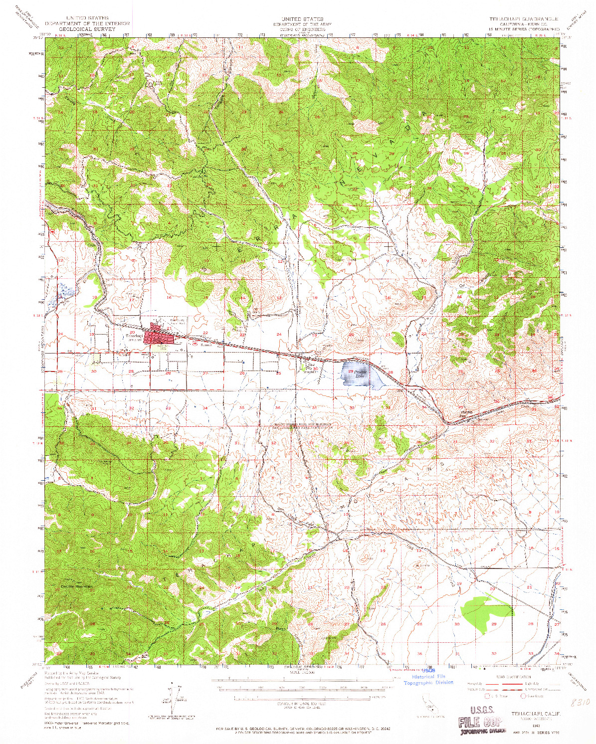 USGS 1:62500-SCALE QUADRANGLE FOR TEHACHAPI, CA 1943