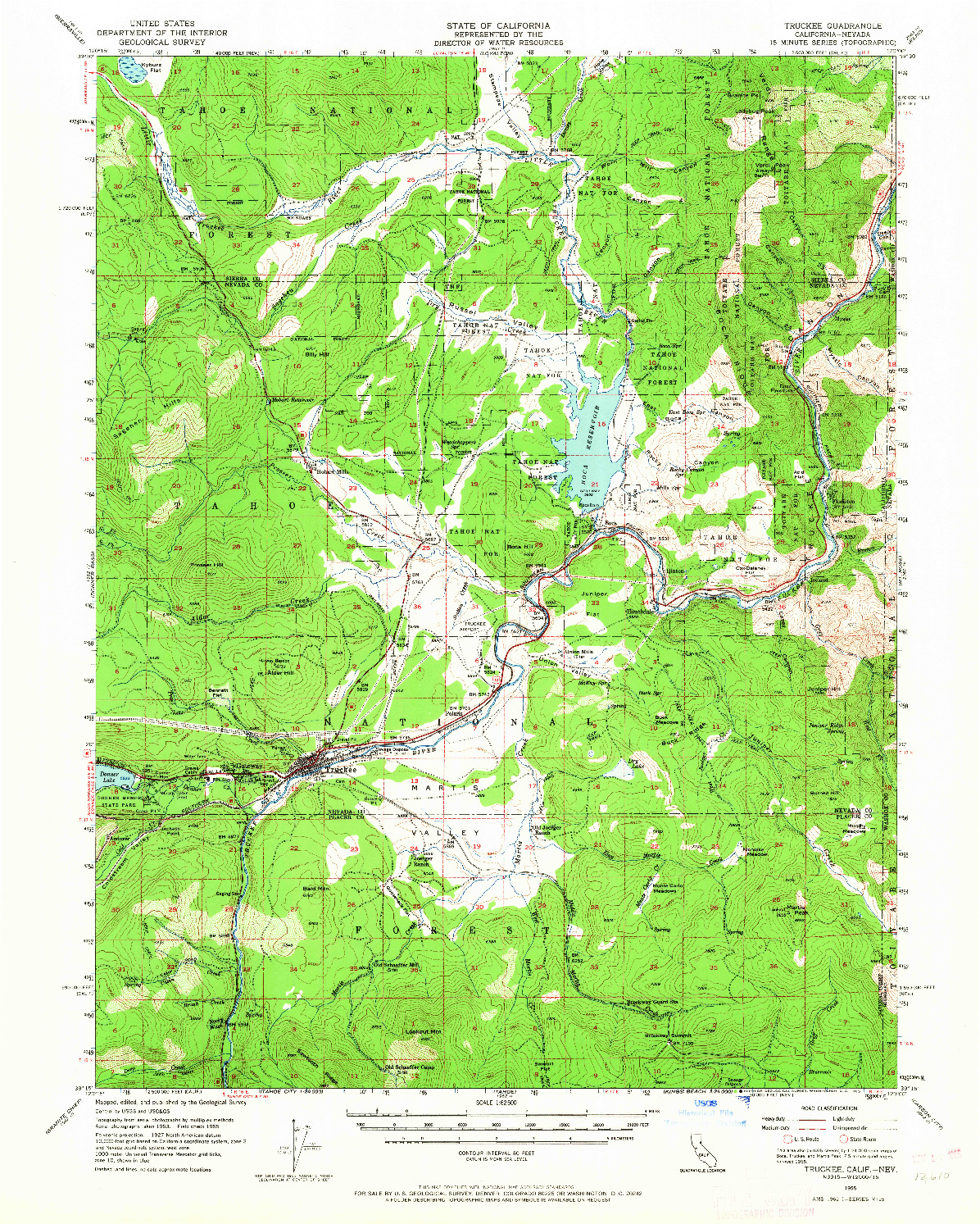 USGS 1:62500-SCALE QUADRANGLE FOR TRUCKEE, CA 1955