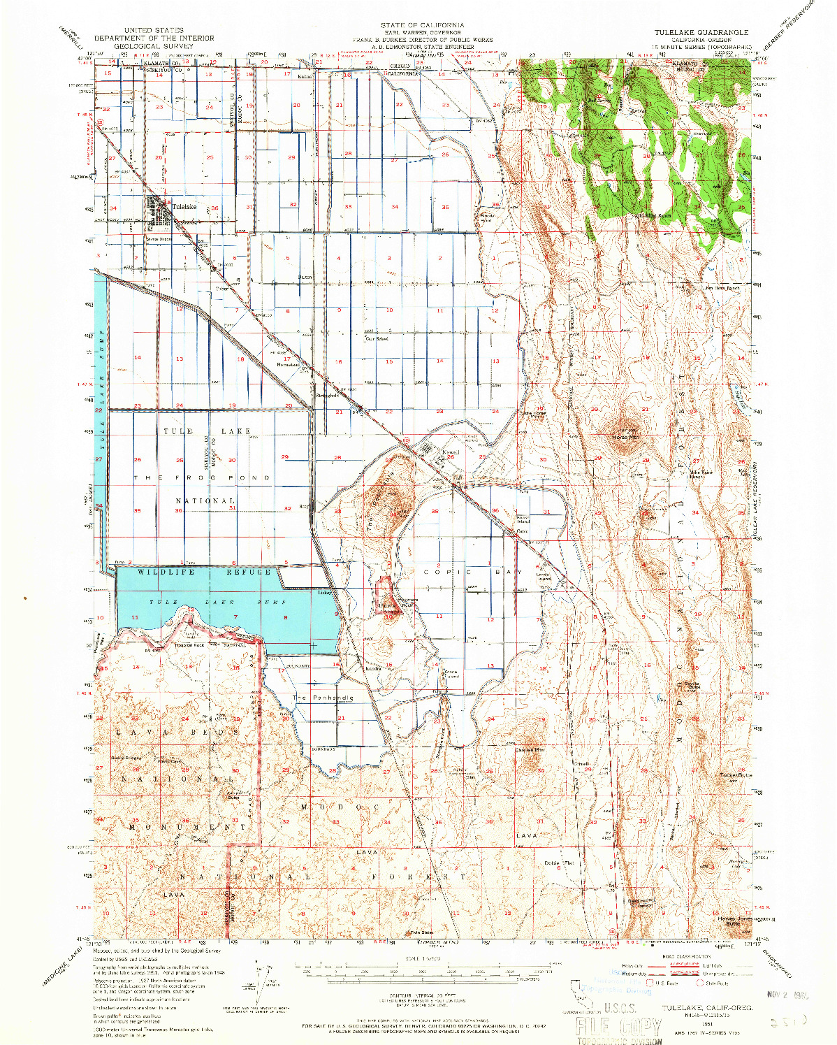 USGS 1:62500-SCALE QUADRANGLE FOR TULELAKE, CA 1951